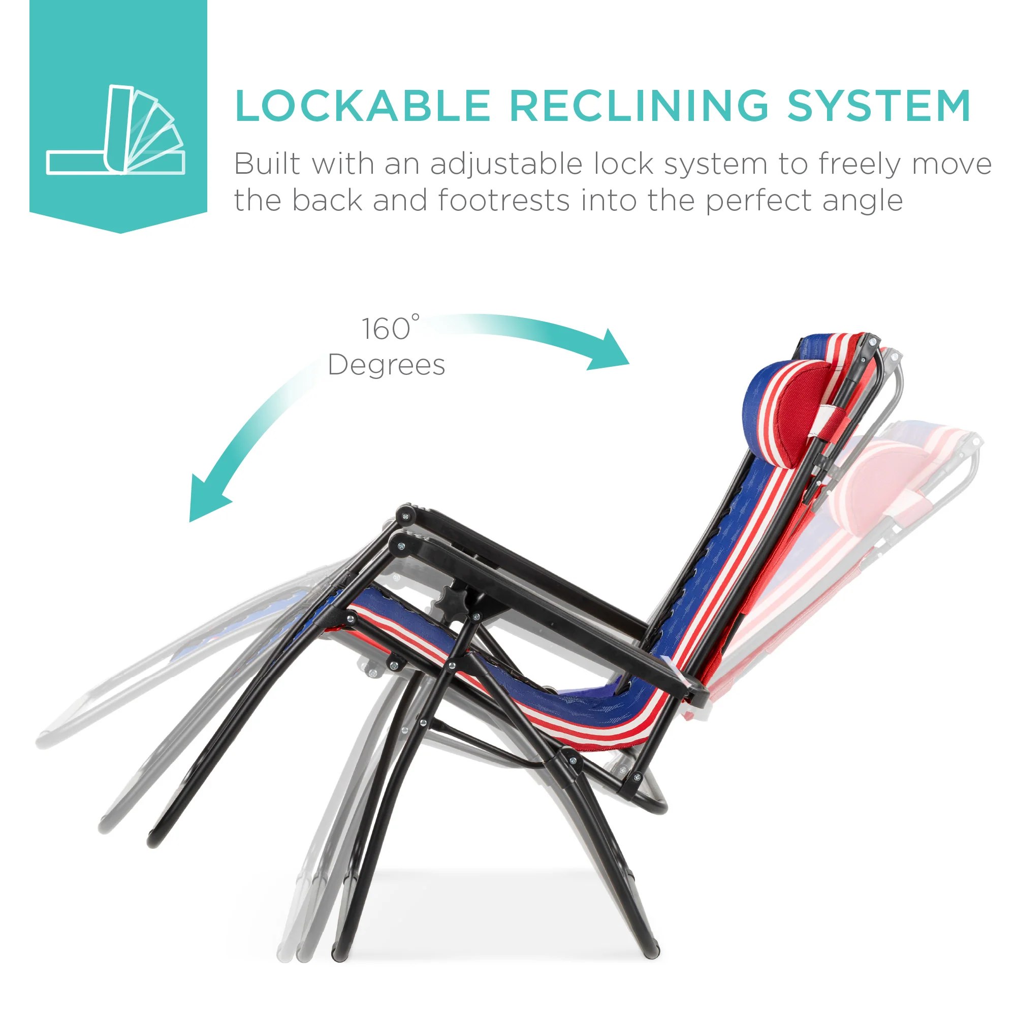 Folding Zero Gravity Recliner Patio Lounge Chair w/ Canopy, Side Tray - Image 3
