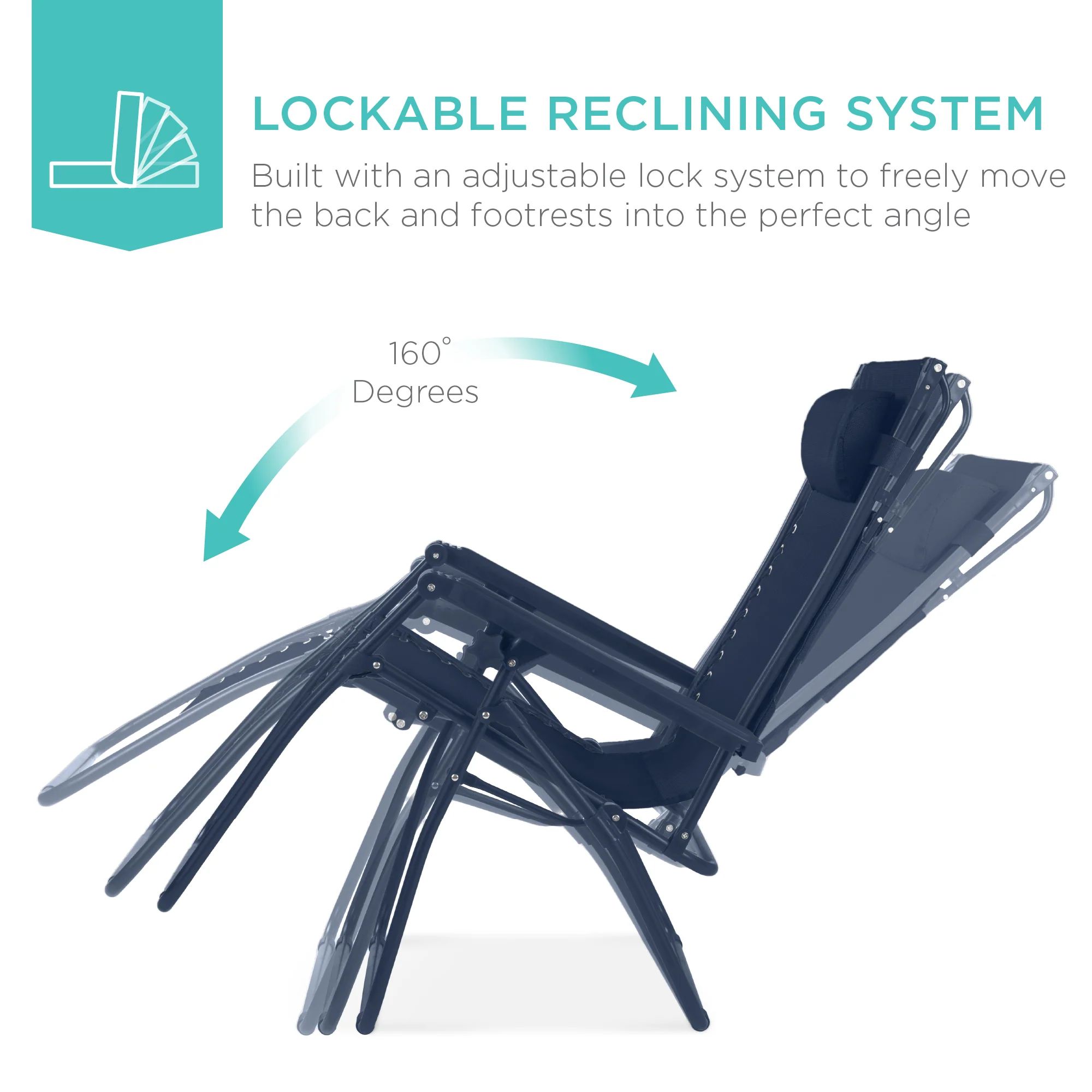 Folding Zero Gravity Recliner Patio Lounge Chair w/ Canopy, Side Tray - Image 39