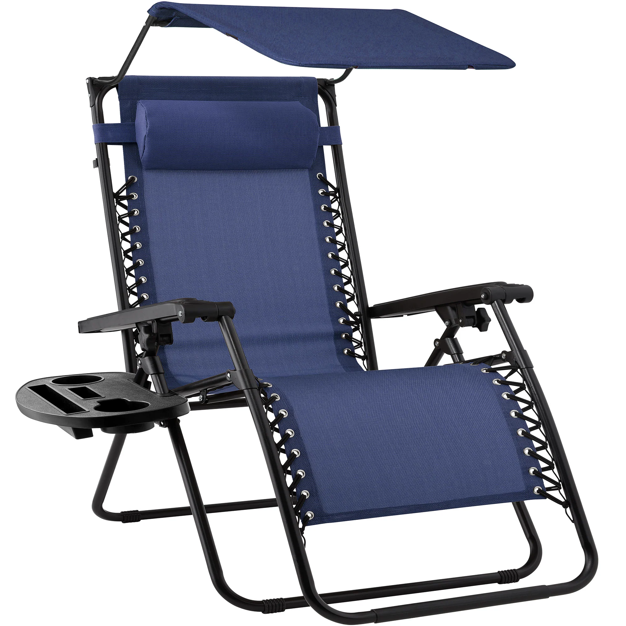 Folding Zero Gravity Recliner Patio Lounge Chair w/ Canopy, Side Tray - Image 65