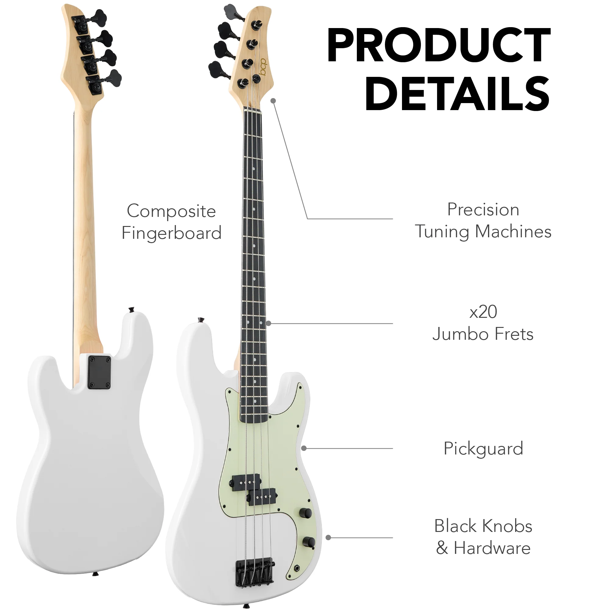 Full Size Beginner 4-String Electric Guitar Bass Guitar w/ Padded Case - Image 37
