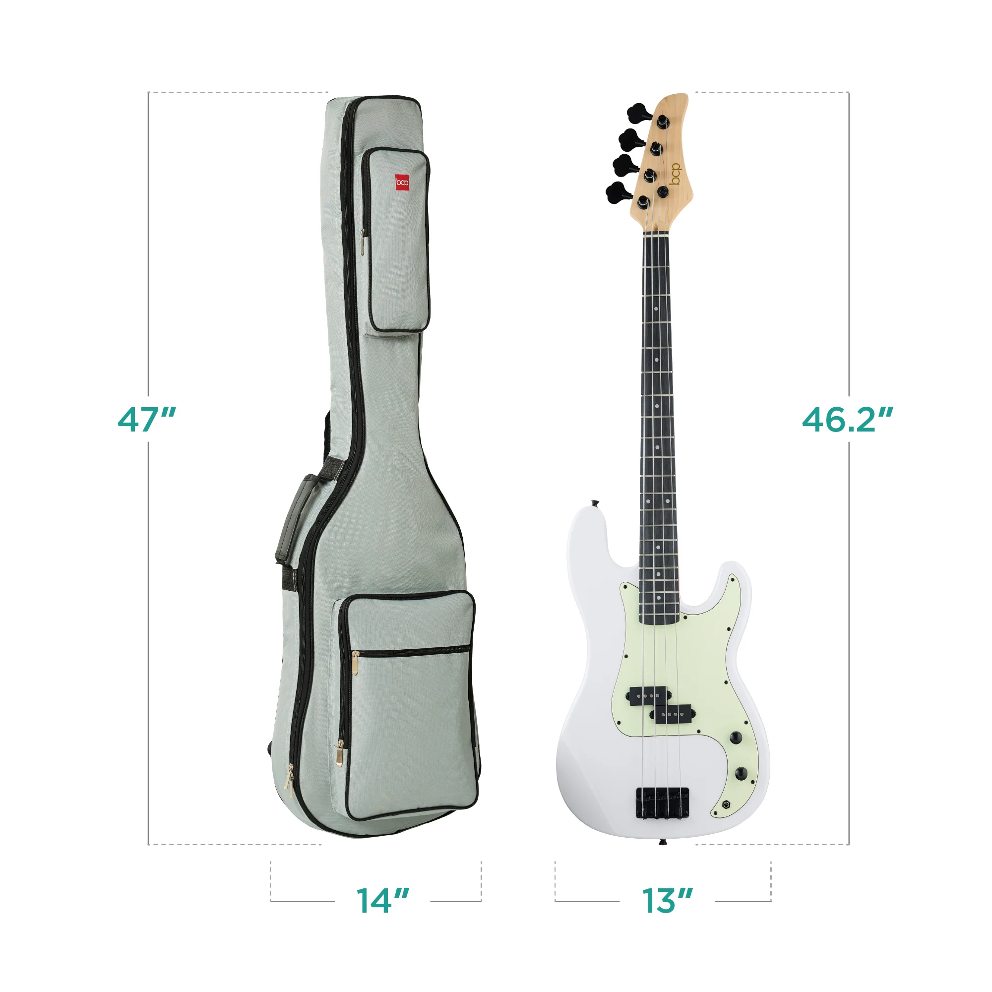 Full Size Beginner 4-String Electric Guitar Bass Guitar w/ Padded Case - Image 40