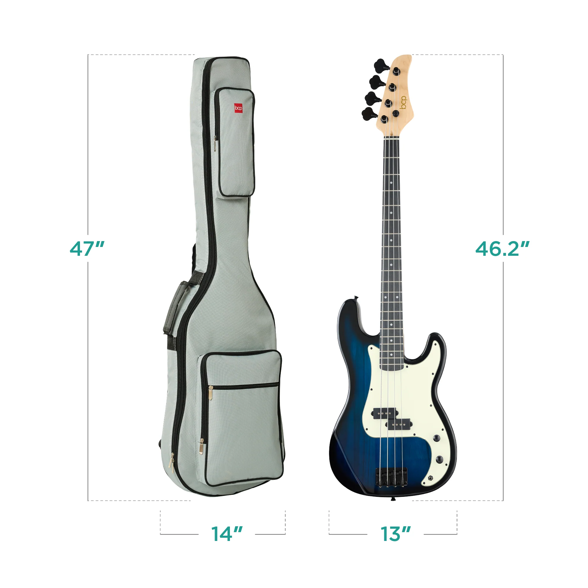 Full Size Beginner 4-String Electric Guitar Bass Guitar w/ Padded Case - Image 72