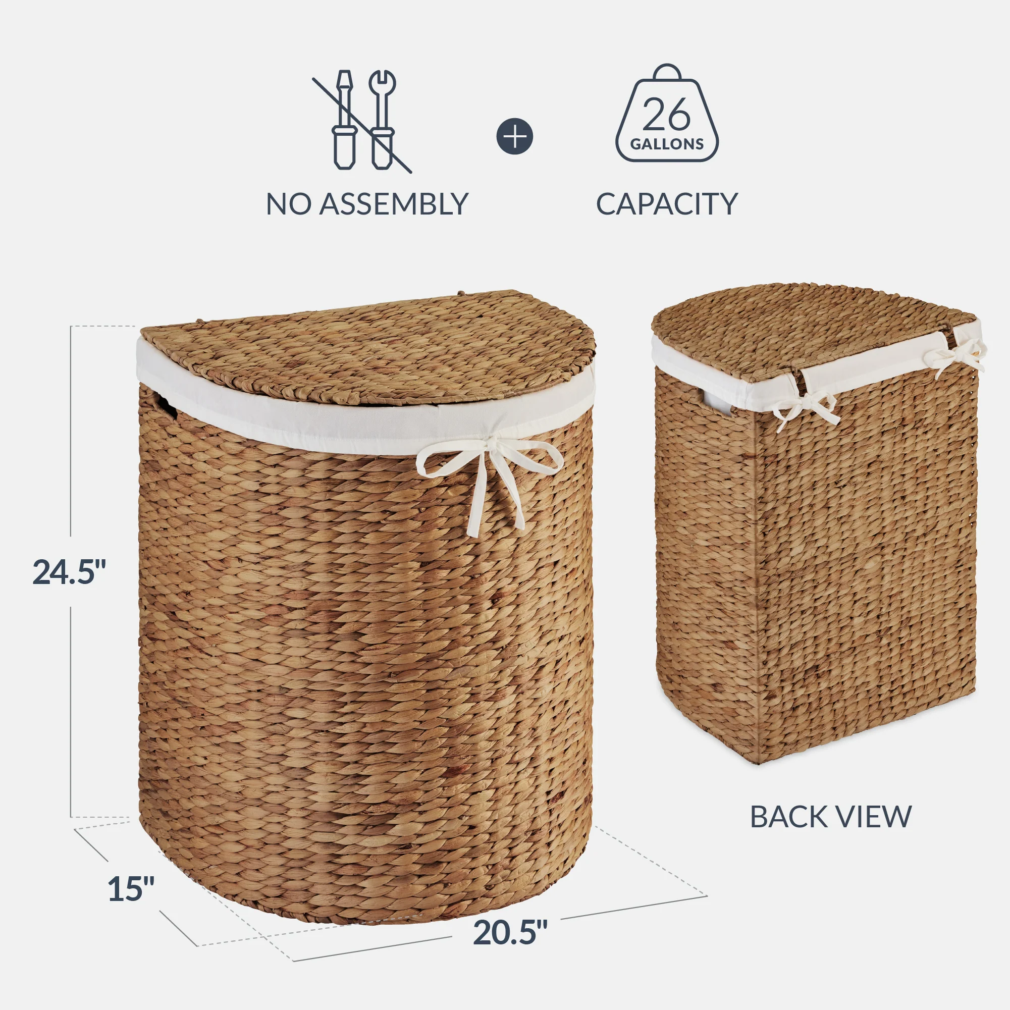 Half Moon Round Laundry Hamper w/ Lid - Image 10