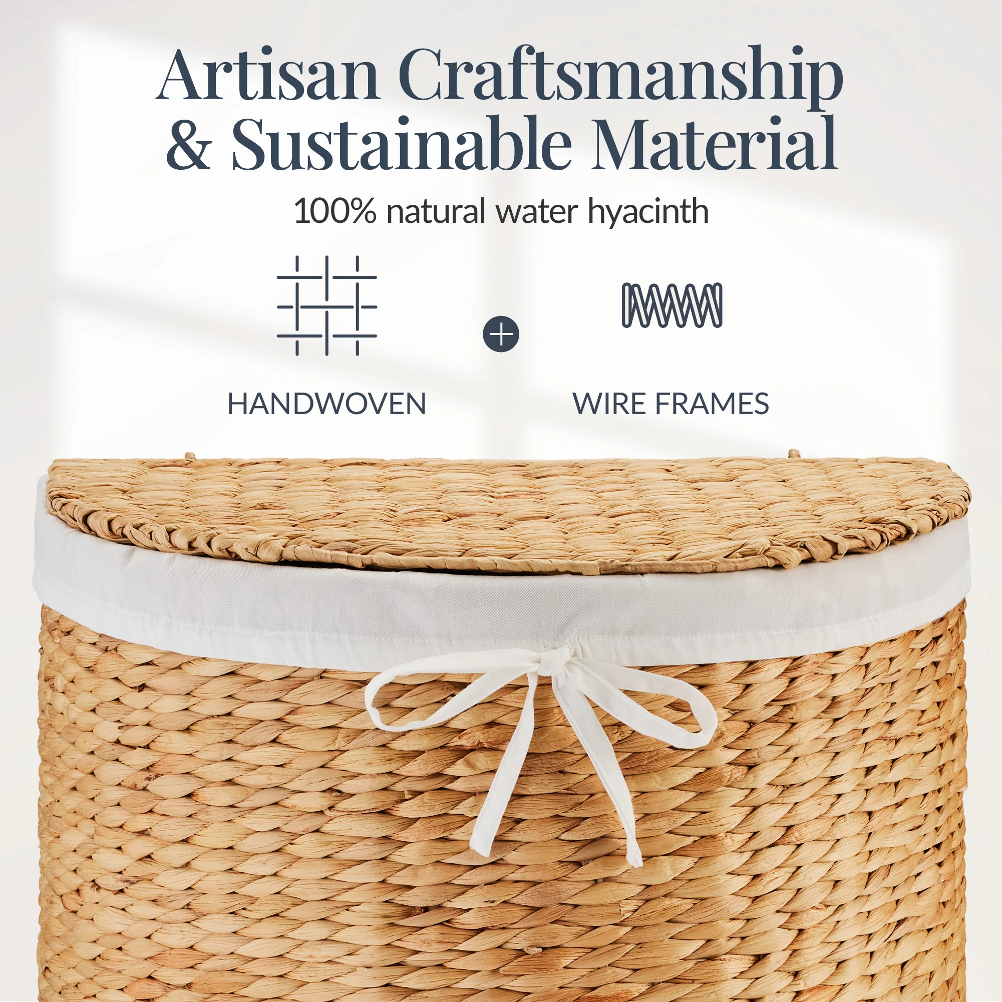 Half Moon Round Laundry Hamper w/ Lid - Image 3