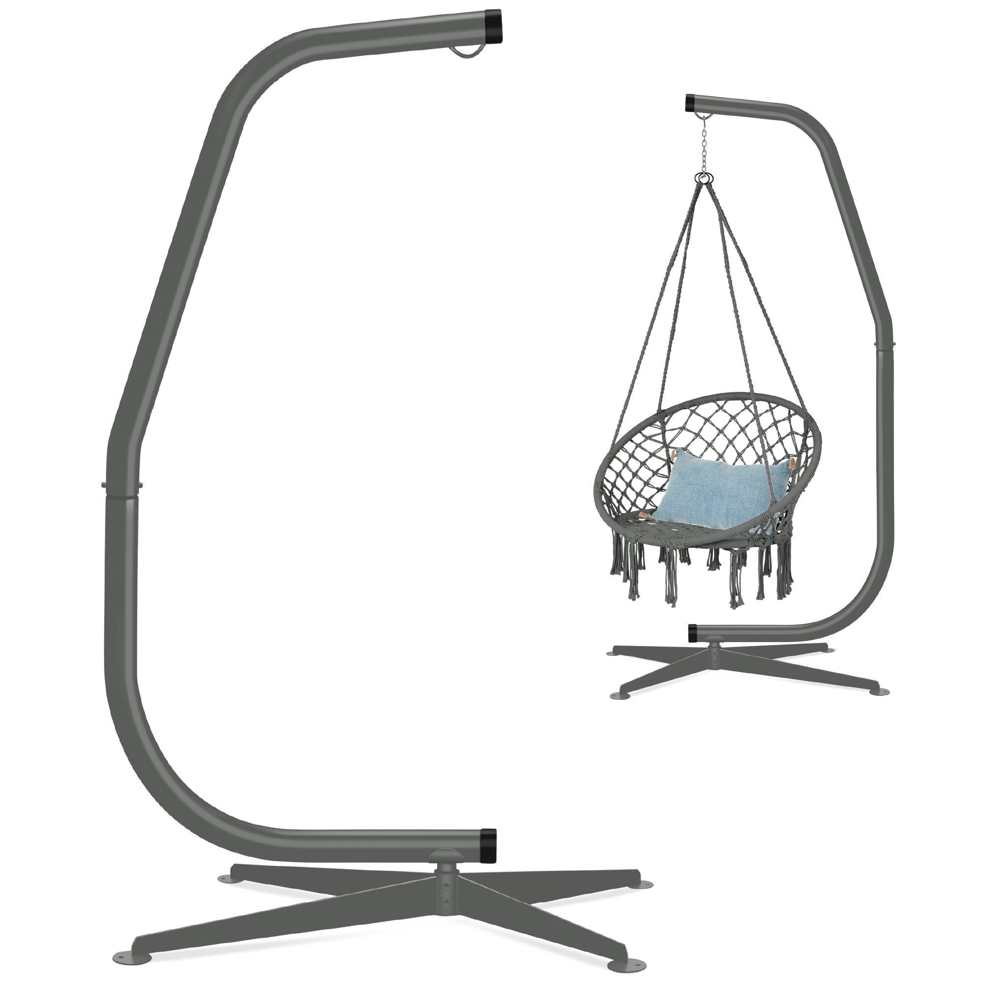Curved Hanging Hammock C-Stand w/ All-Weather, Steel Frame - Stand Only - Image 22