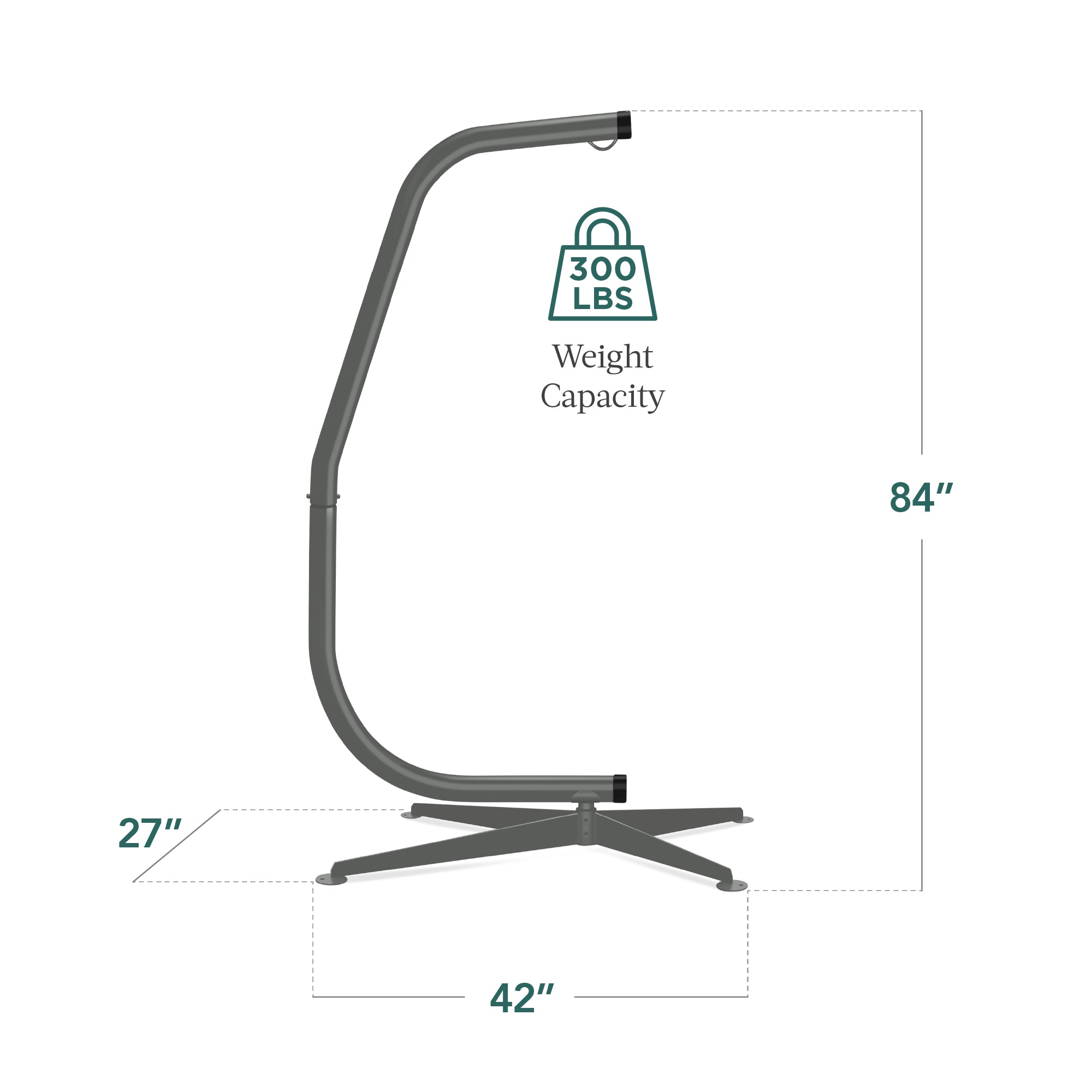 Curved Hanging Hammock C-Stand w/ All-Weather, Steel Frame - Stand Only - Image 23