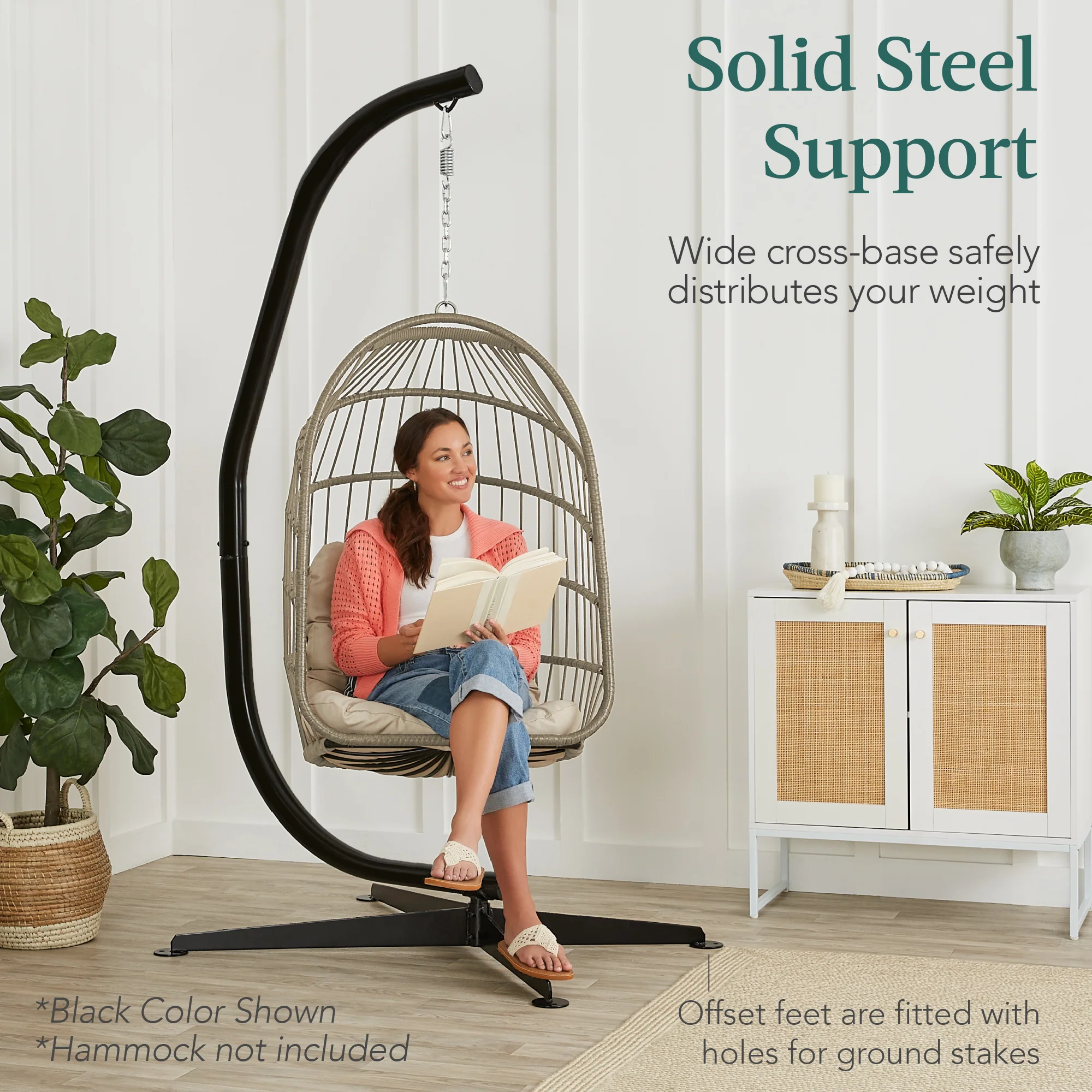 Curved Hanging Hammock C-Stand w/ All-Weather, Steel Frame - Stand Only - Image 32