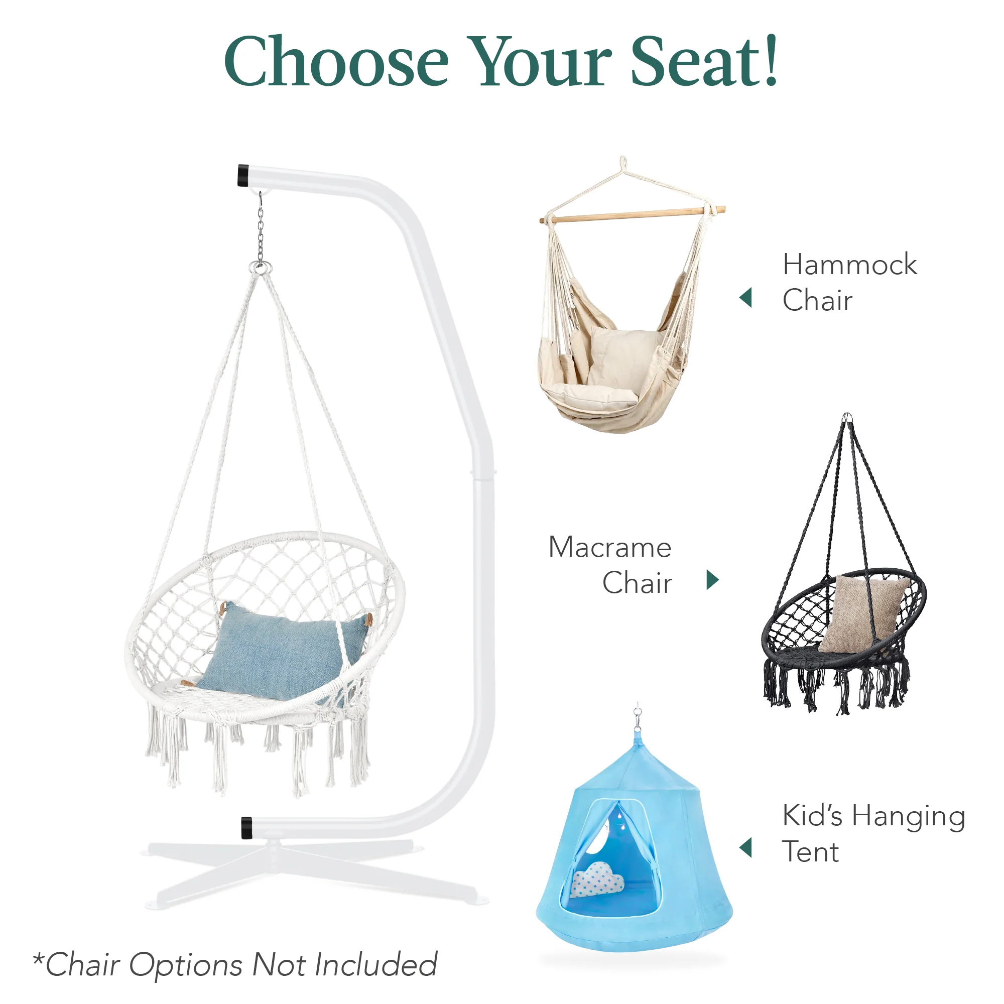 Curved Hanging Hammock C-Stand w/ All-Weather, Steel Frame - Stand Only - Image 34