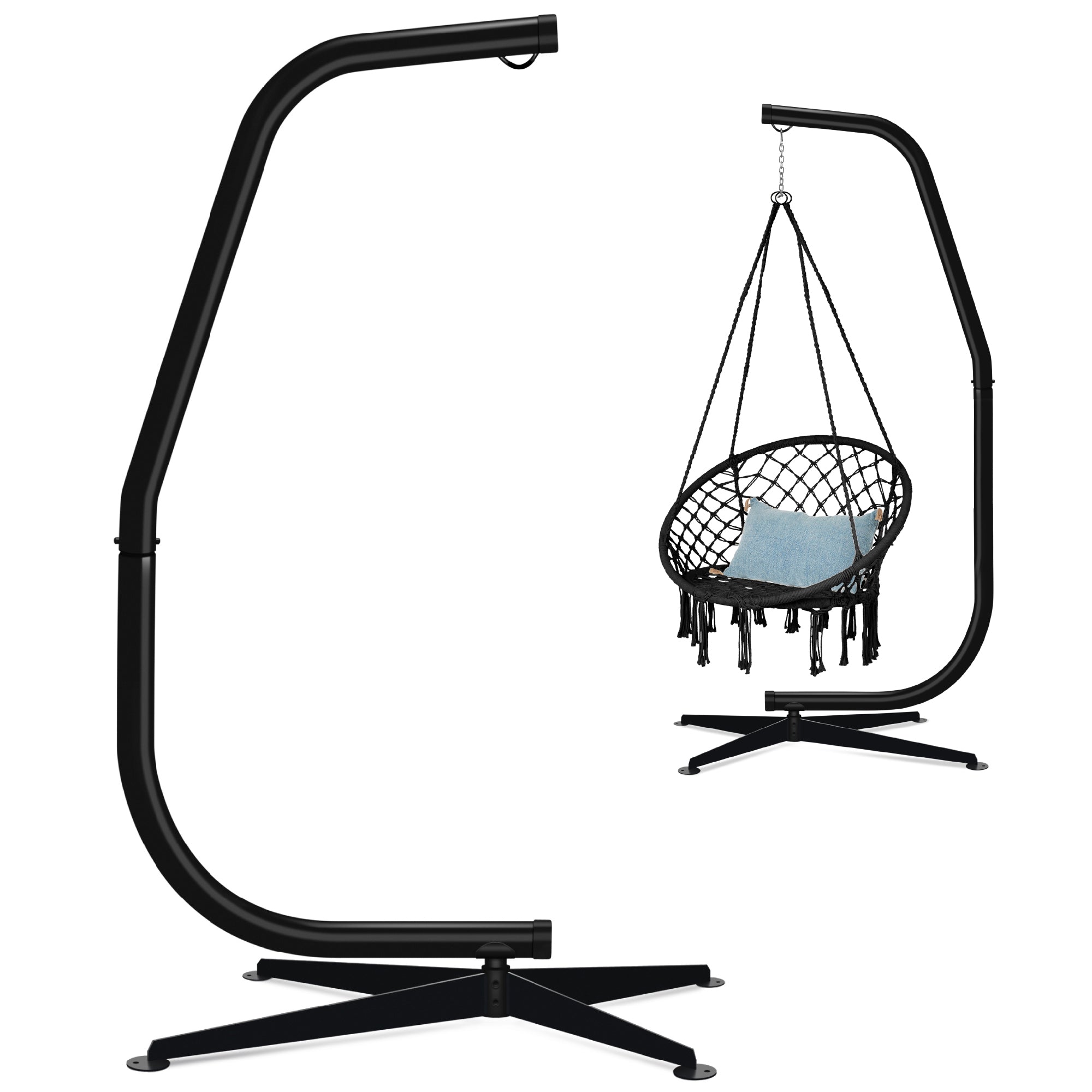 Curved Hanging Hammock C-Stand w/ All-Weather, Steel Frame - Stand Only - Image 8