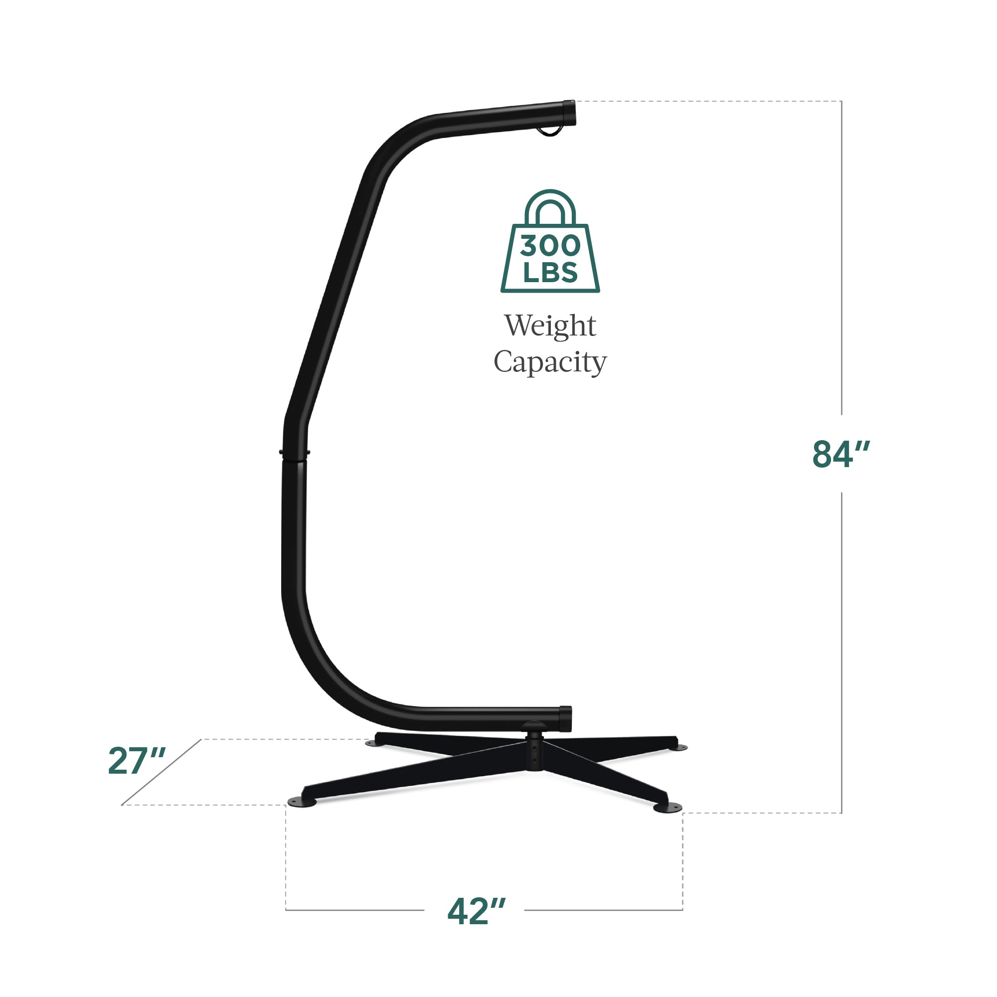 Curved Hanging Hammock C-Stand w/ All-Weather, Steel Frame - Stand Only - Image 9