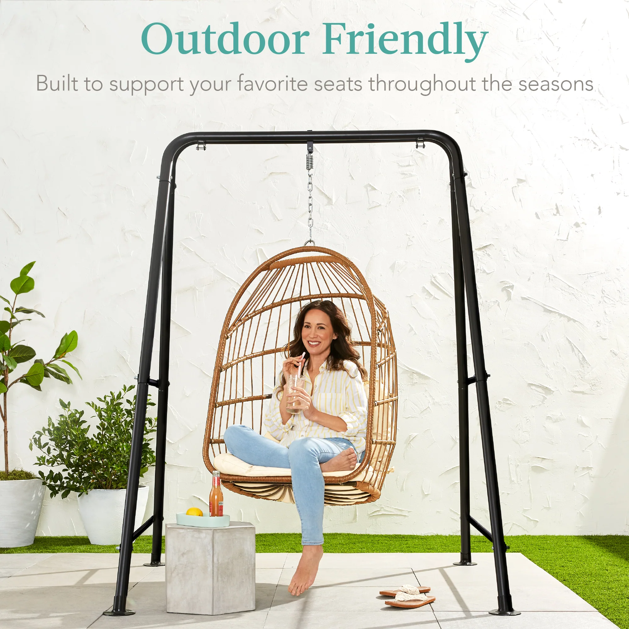 Heavy Duty Hammock Chair Stand w/ Hanging Hardware, 47in Chain - 75in - Image 2