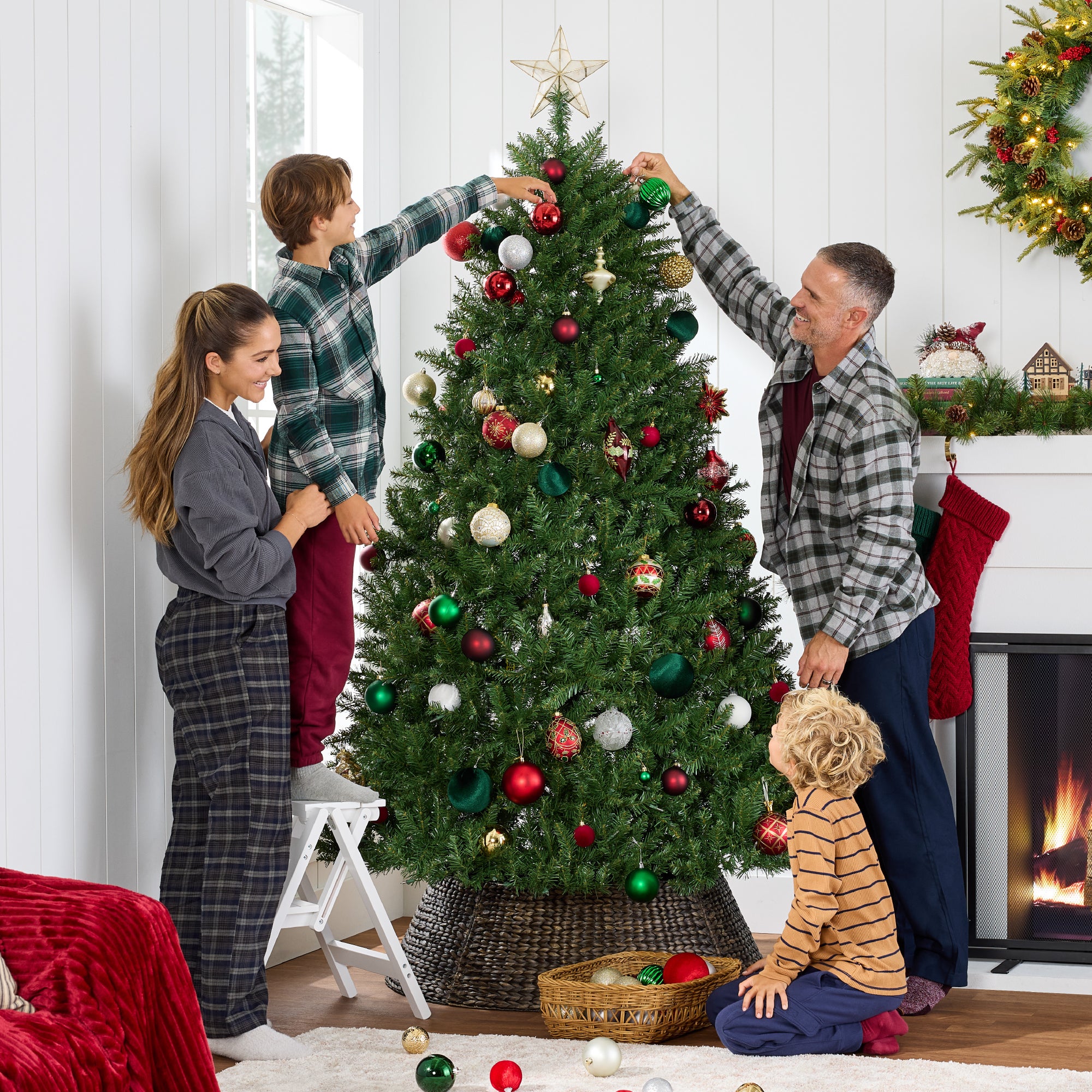 Hinged Douglas Full Fir Artificial Christmas Tree w/ Metal Stand - Image 3