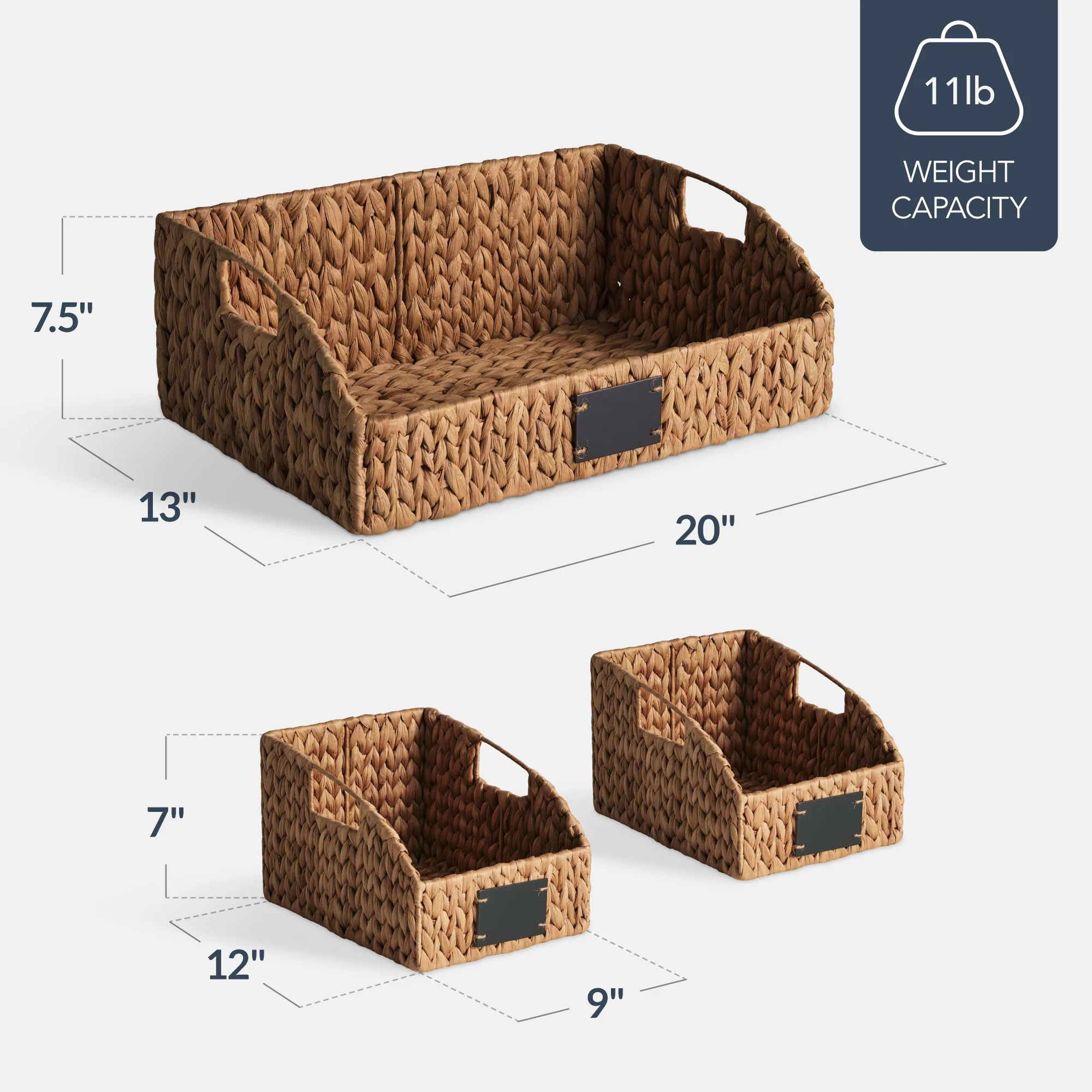 Water Hyacinth Pantry Storage Baskets, Wicker Baskets w/ Built-in Handles - Image 11