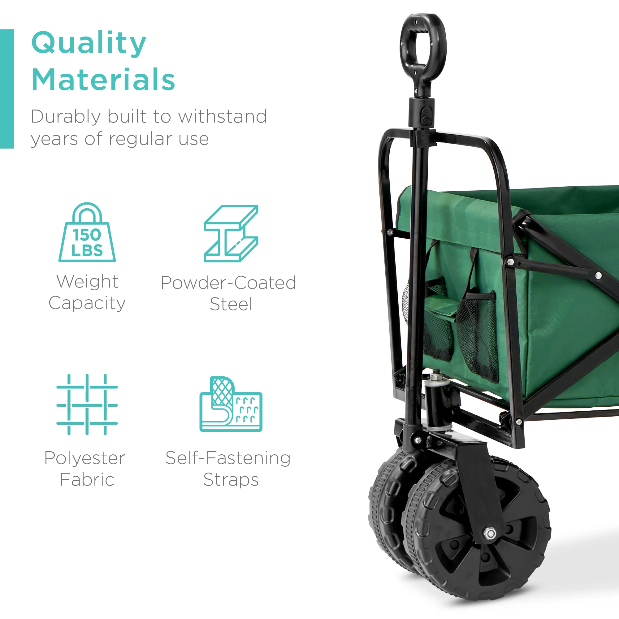 Indoor Outdoor Utility Cart w/ 360-Degree Wheels, Adjustable Handle - 36in - Image 2
