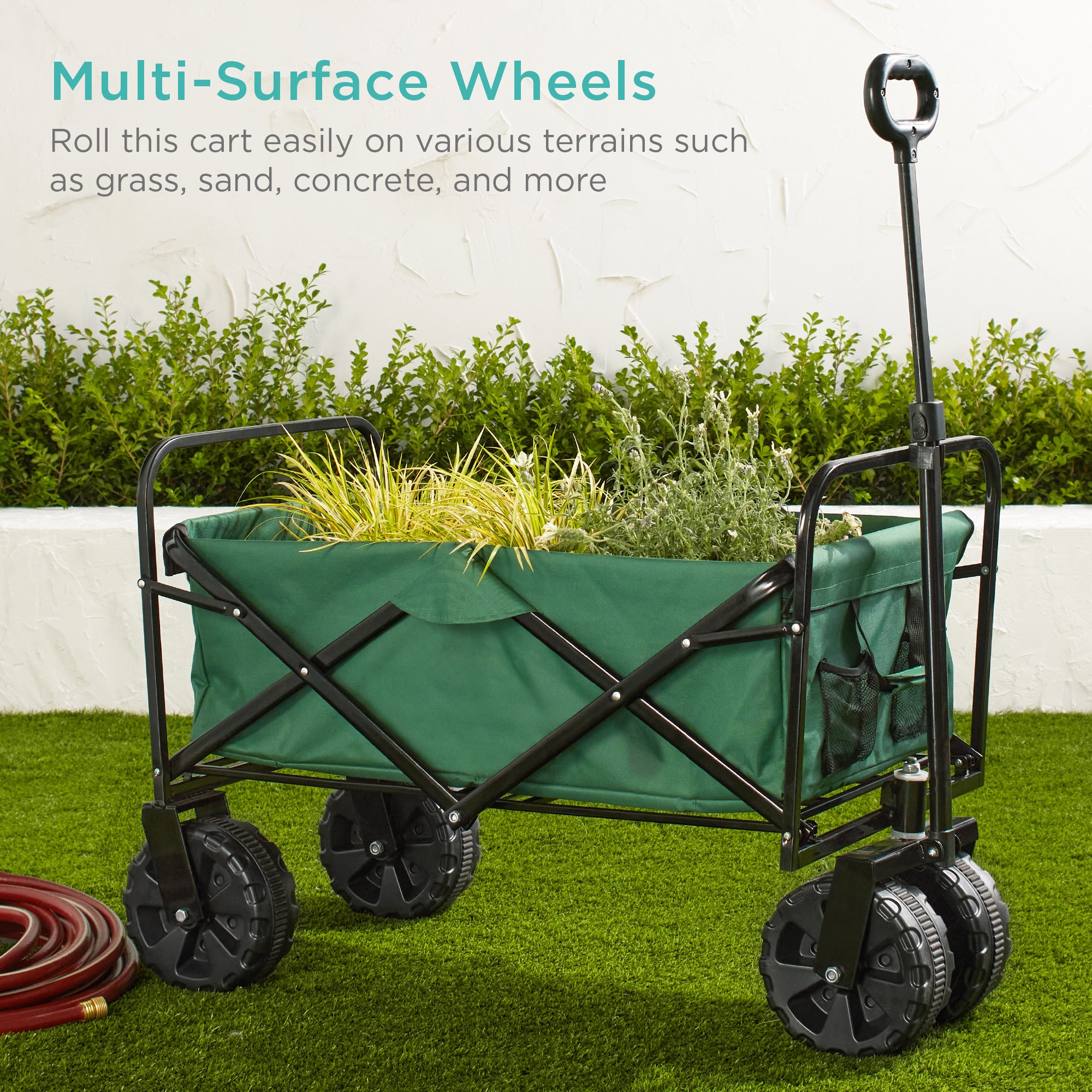 Indoor Outdoor Utility Cart w/ 360-Degree Wheels, Adjustable Handle - 36in - Image 3