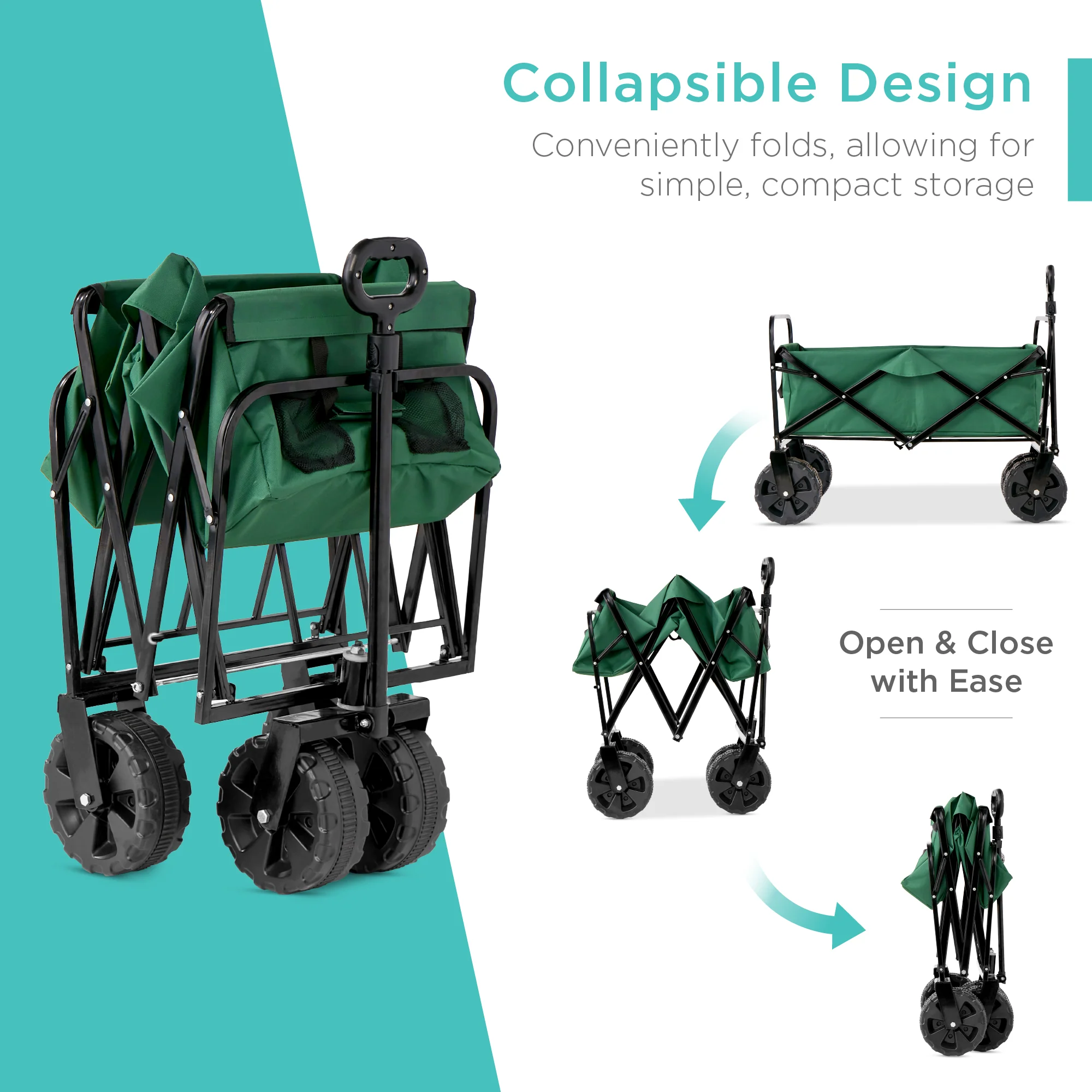 Indoor Outdoor Utility Cart w/ 360-Degree Wheels, Adjustable Handle - 36in - Image 5