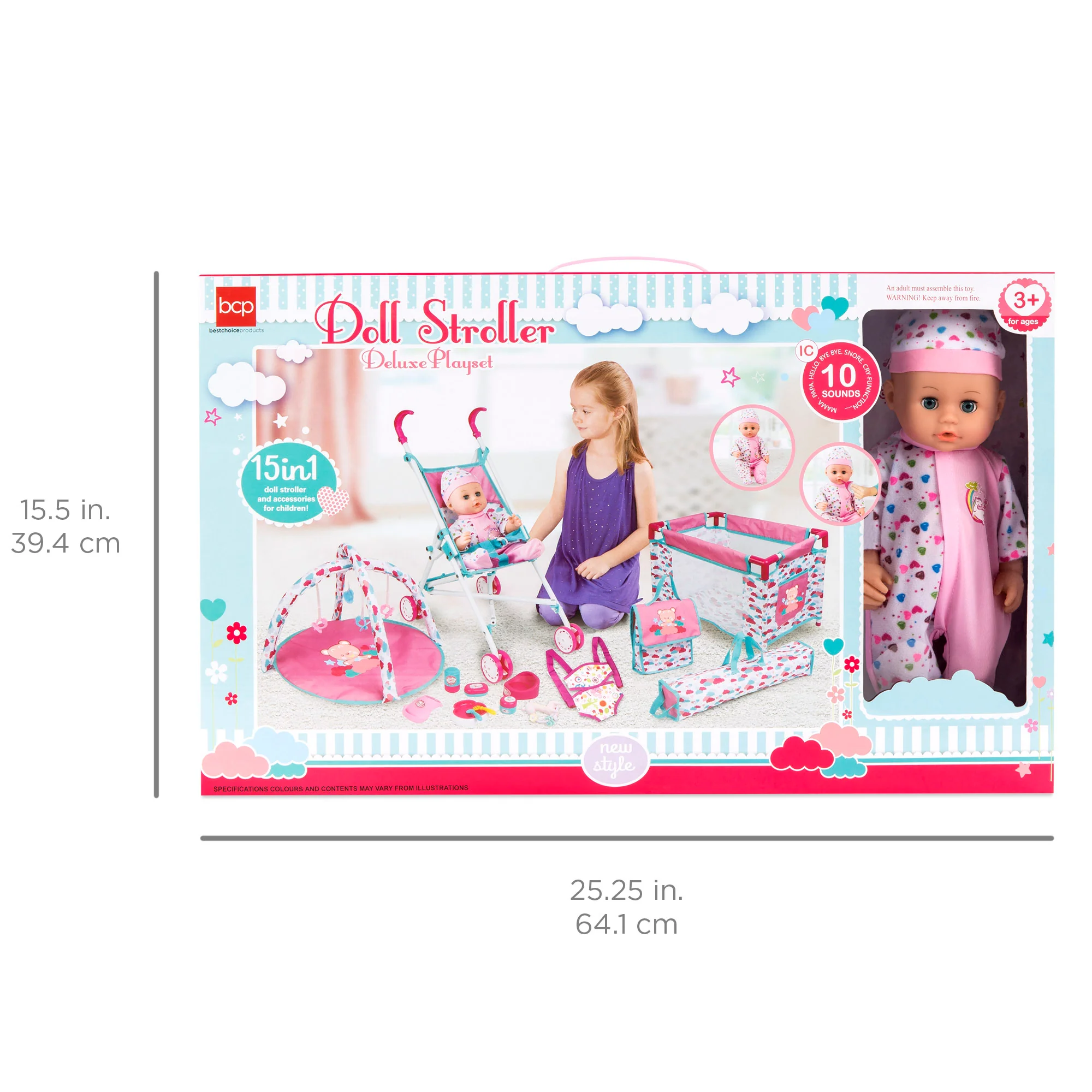 Kids 15-Piece 13.5in Newborn Baby Doll Role Play Playset w/ Accessories - Image 5
