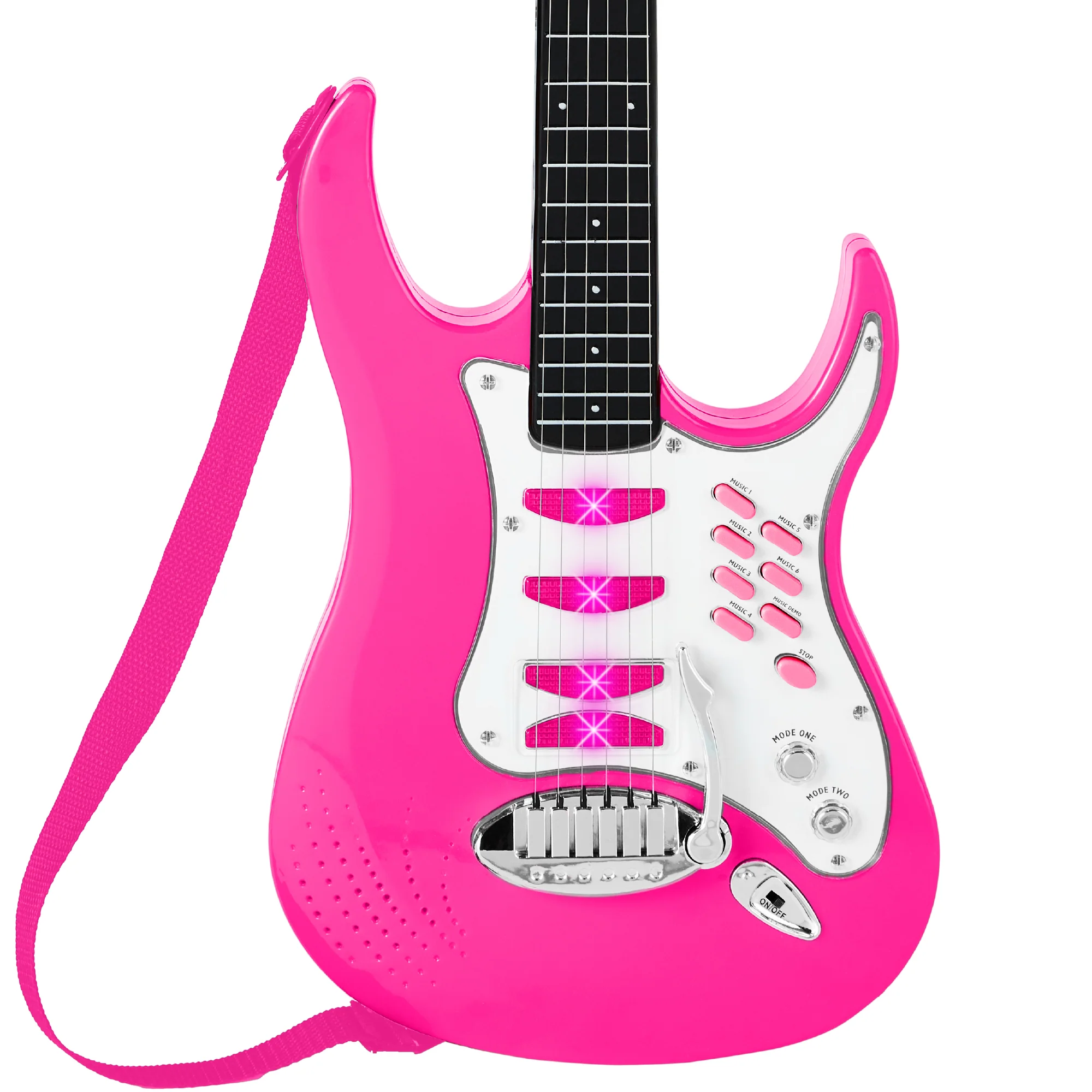 Kids Electric Guitar Toy Play Set w/ 6 Songs, Microphone, Amp - Image 10