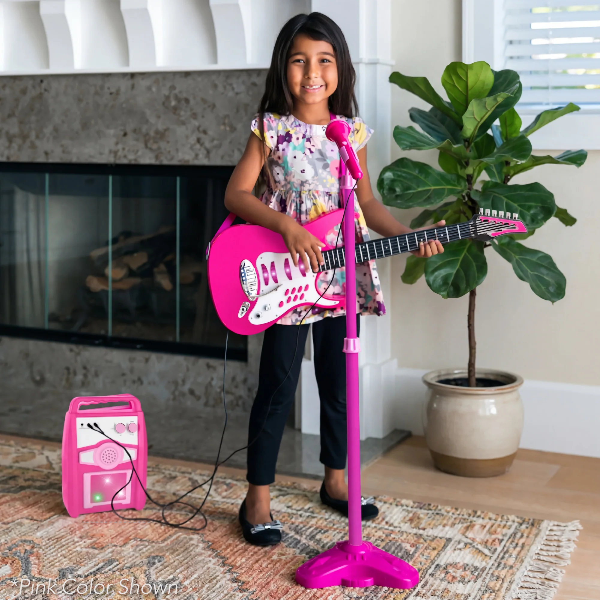 Kids Electric Guitar Toy Play Set w/ 6 Songs, Microphone, Amp - Image 37