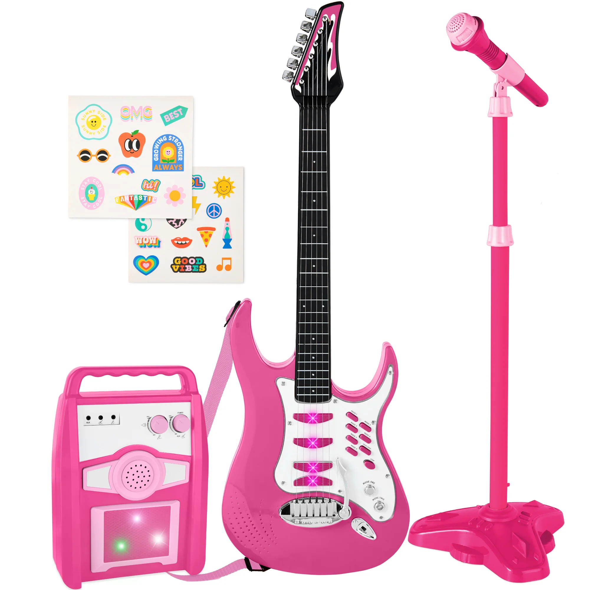 Kids Electric Guitar Toy Play Set w/ 6 Songs, Microphone, Amp - Image 50