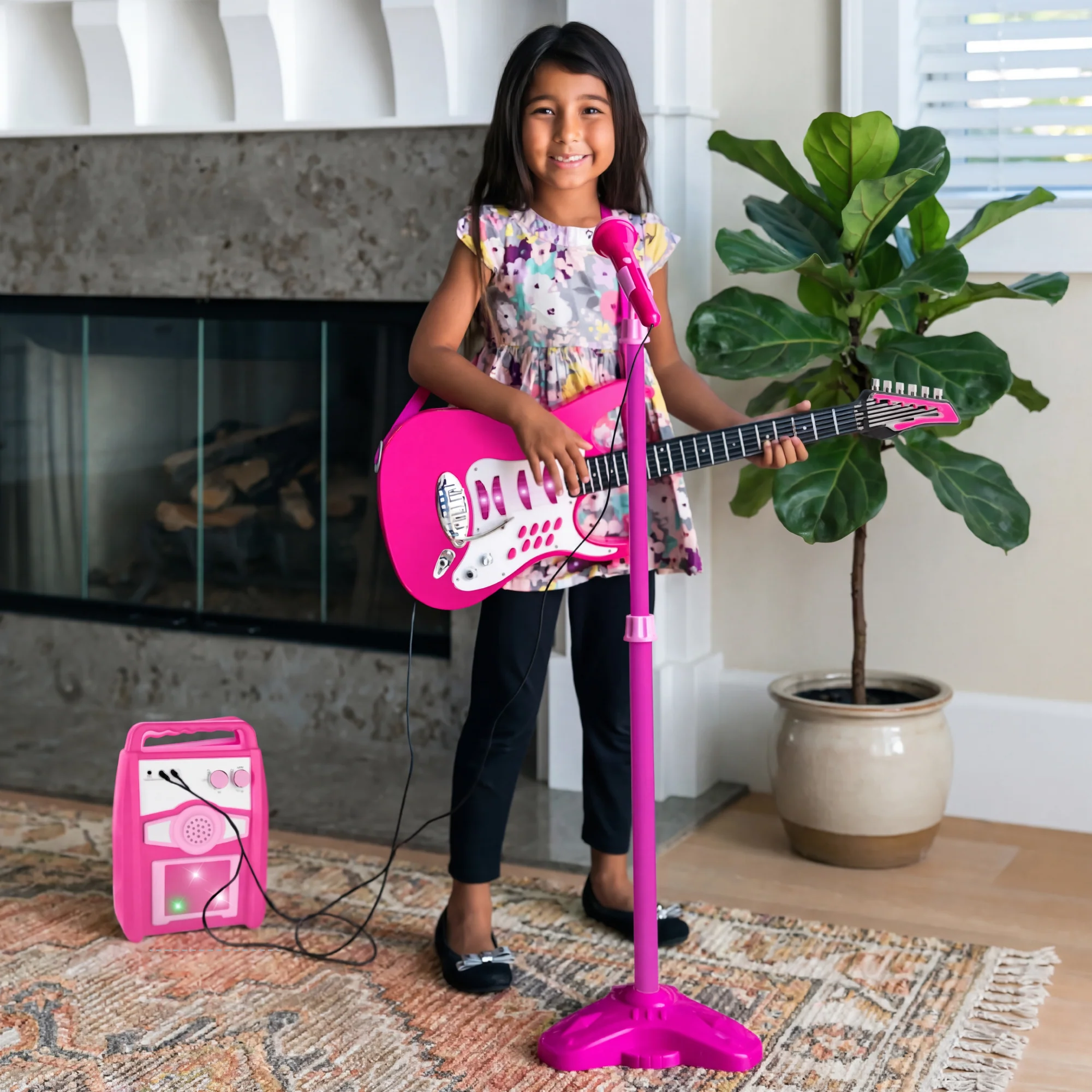 Kids Electric Guitar Toy Play Set w/ 6 Songs, Microphone, Amp - Image 51