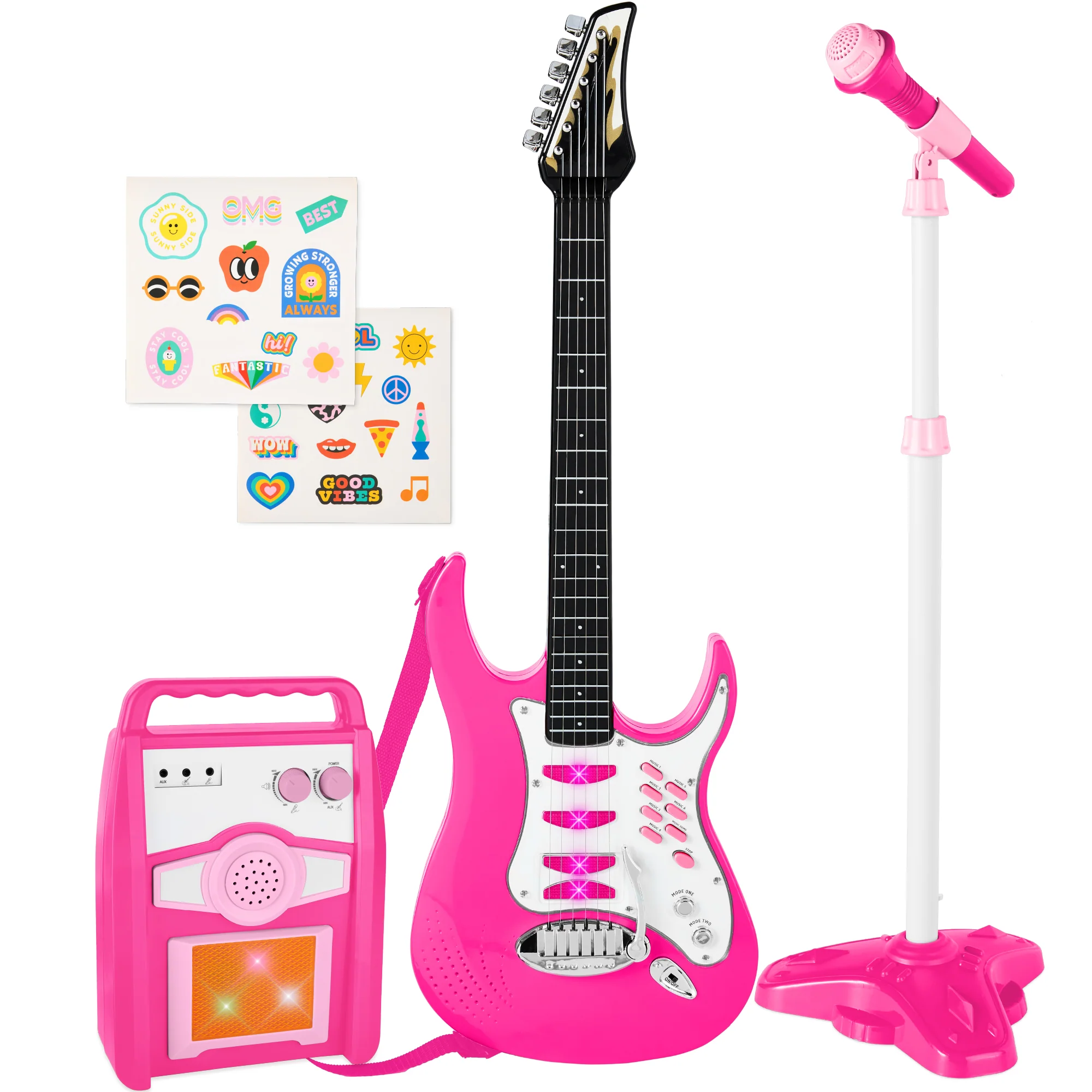 Kids Electric Guitar Toy Play Set w/ 6 Songs, Microphone, Amp - Image 8