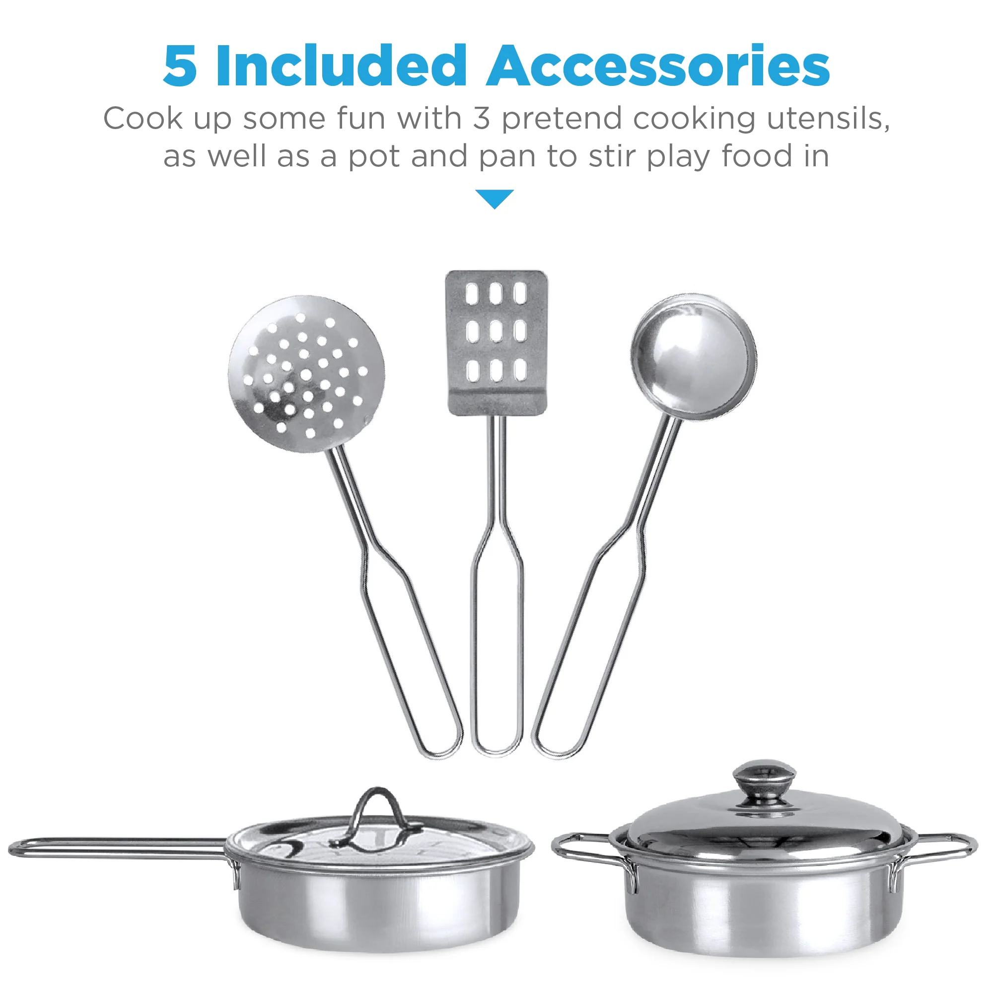 Pretend Play Wooden Farmhouse Kitchen Set w/ Storage, 5 Accessories - Image 34