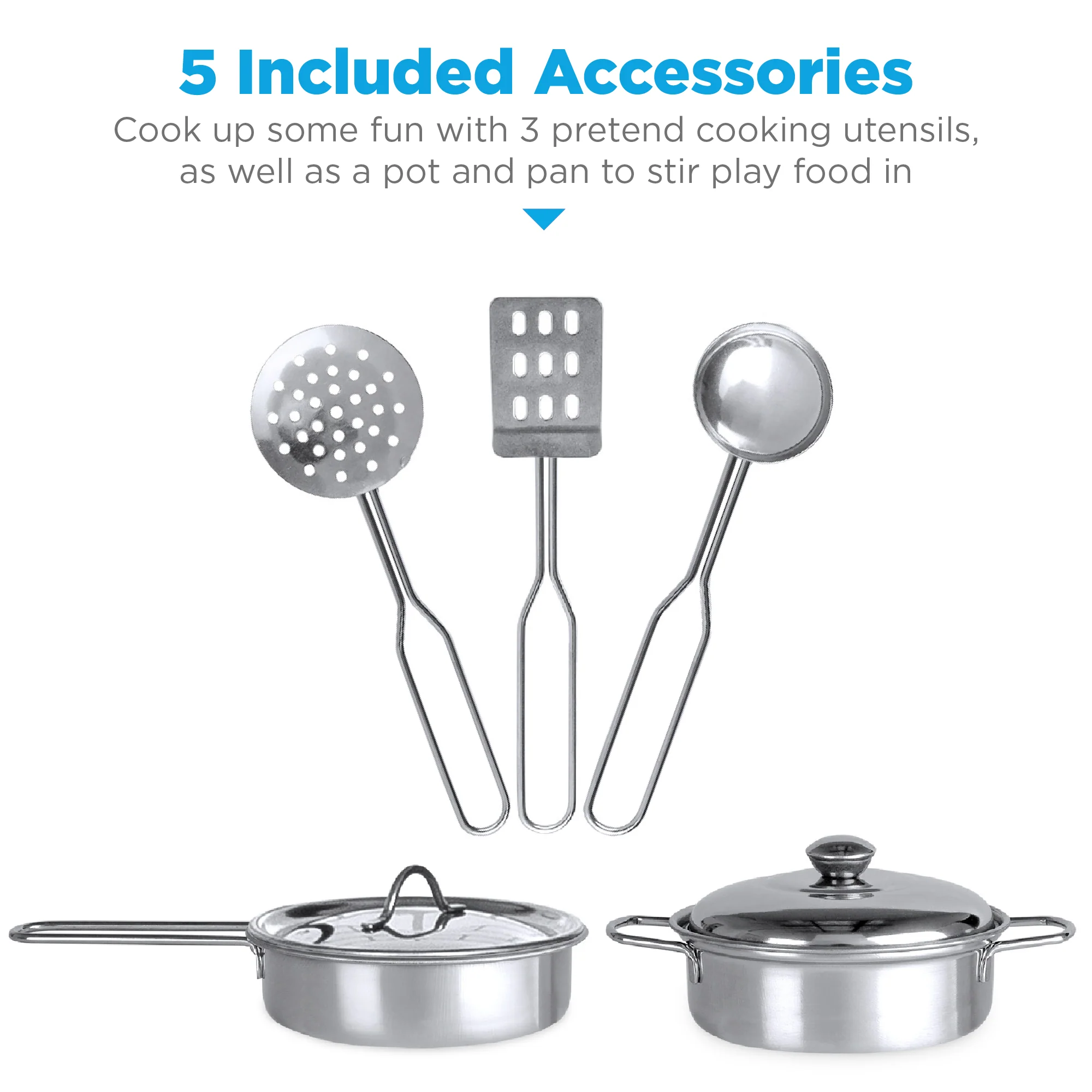 Pretend Play Wooden Farmhouse Kitchen Set w/ Storage, 5 Accessories - Image 57