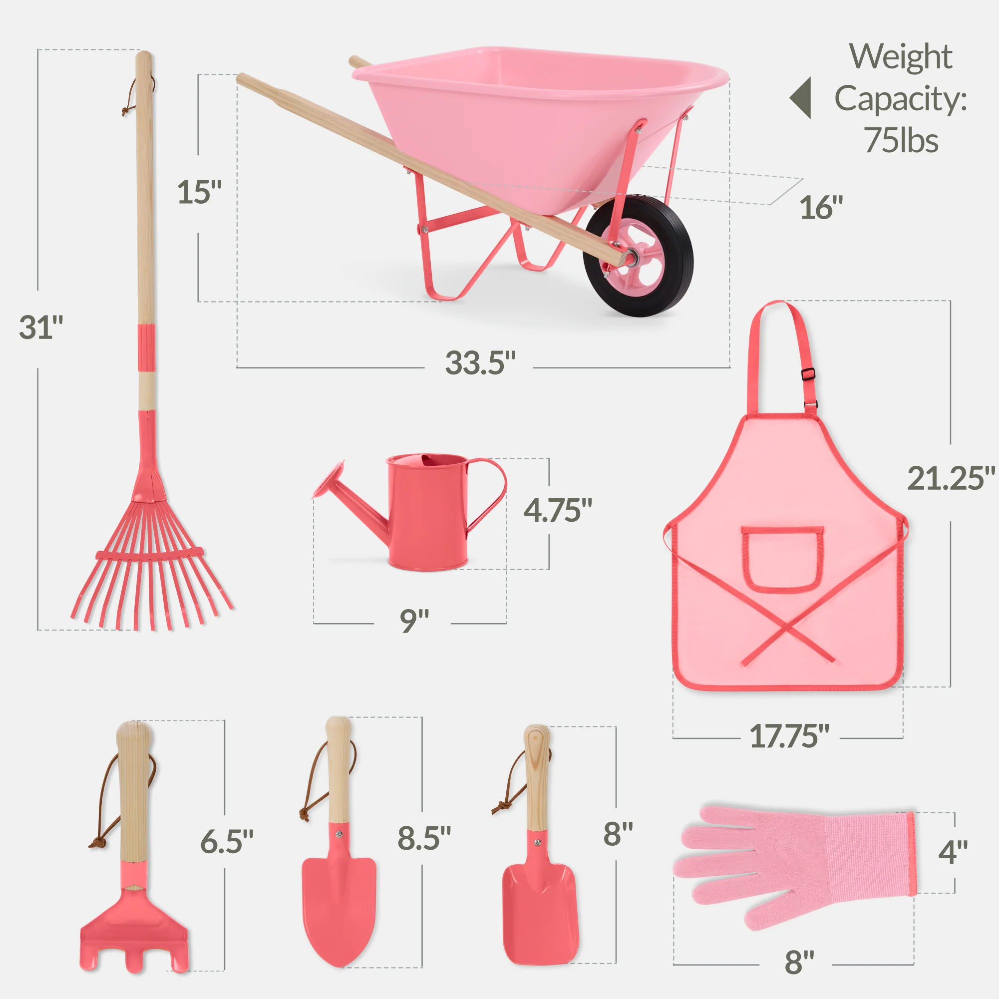 Kids Wheelbarrow and 8pc Gardening Tool Set - Image 11