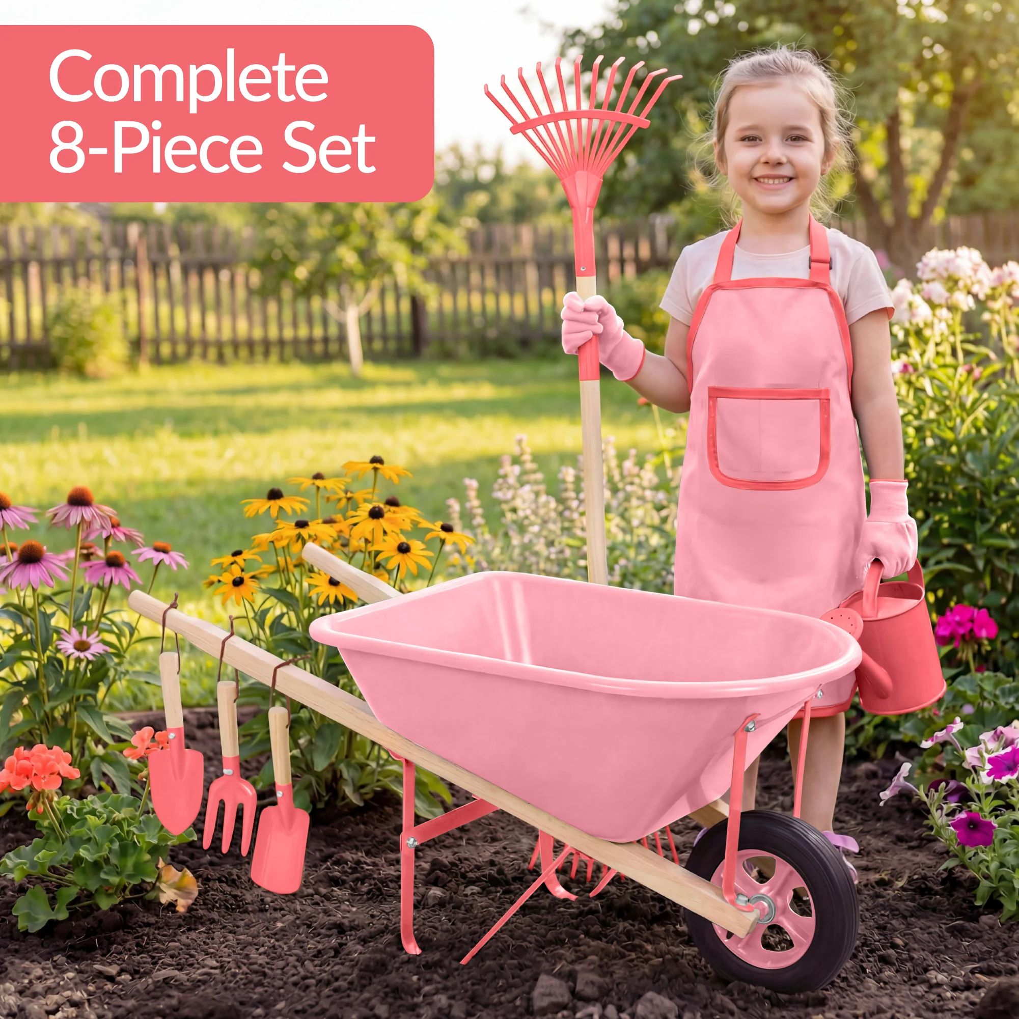 Kids Wheelbarrow and 8pc Gardening Tool Set - Image 12