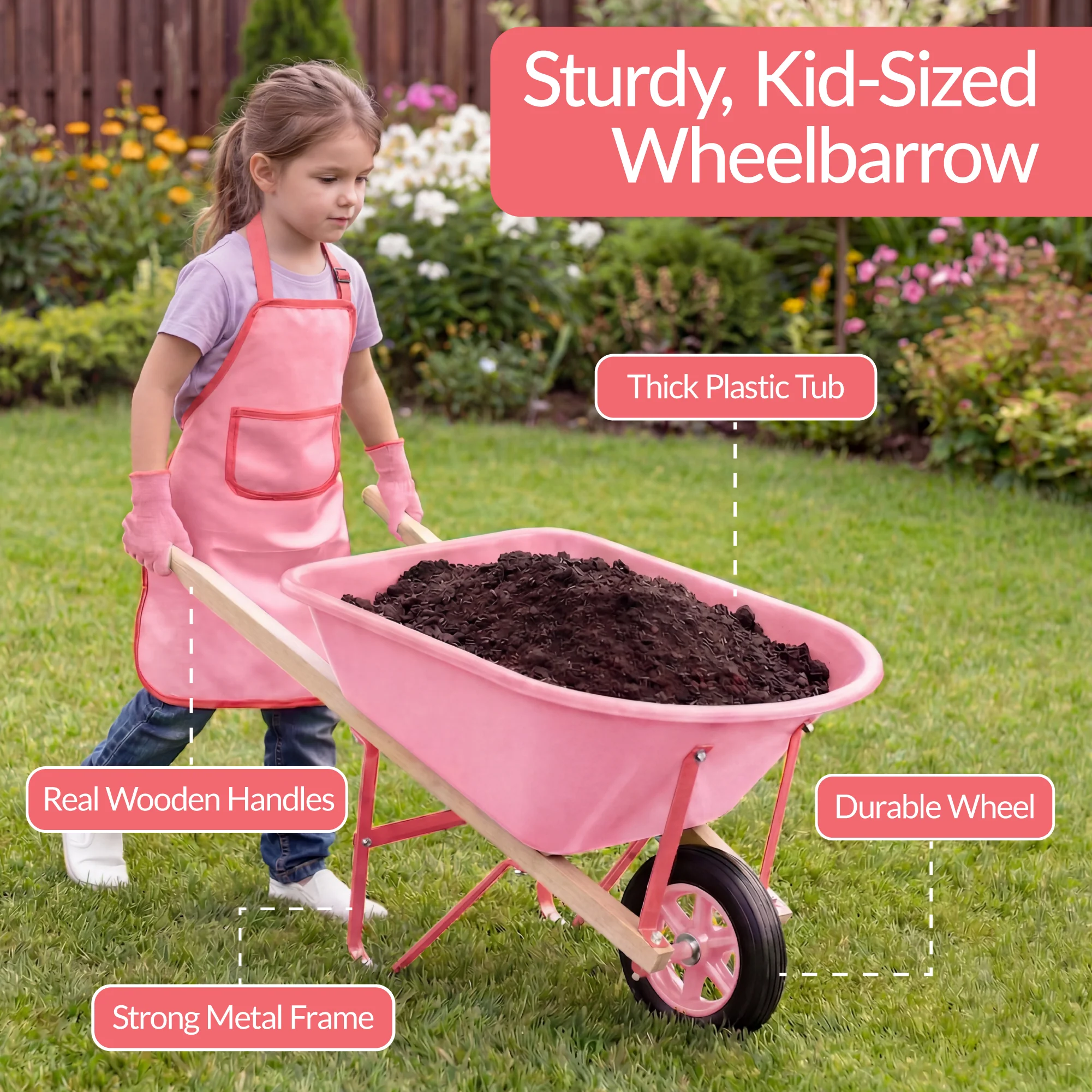 Kids Wheelbarrow and 8pc Gardening Tool Set - Image 13