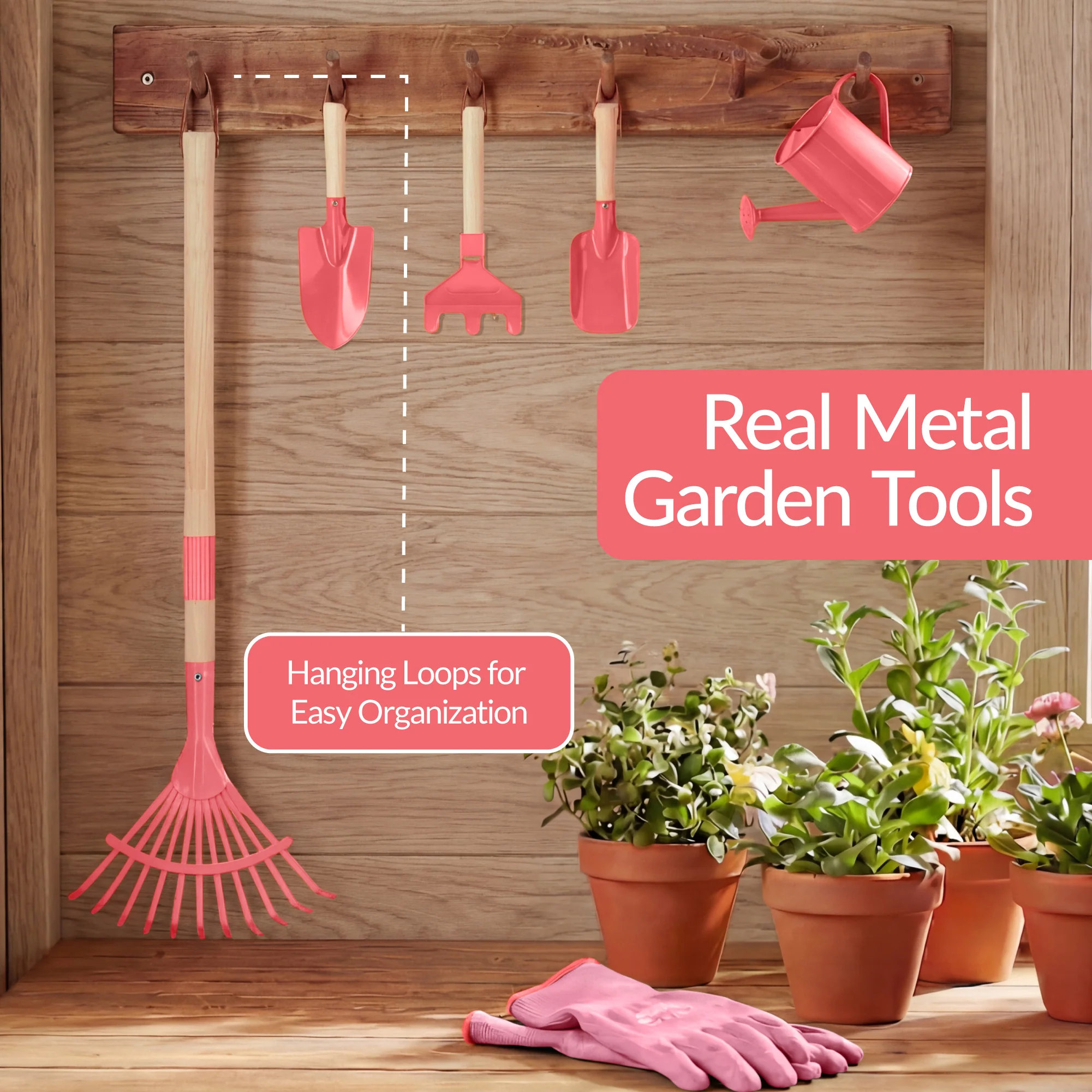 Kids Wheelbarrow and 8pc Gardening Tool Set - Image 14