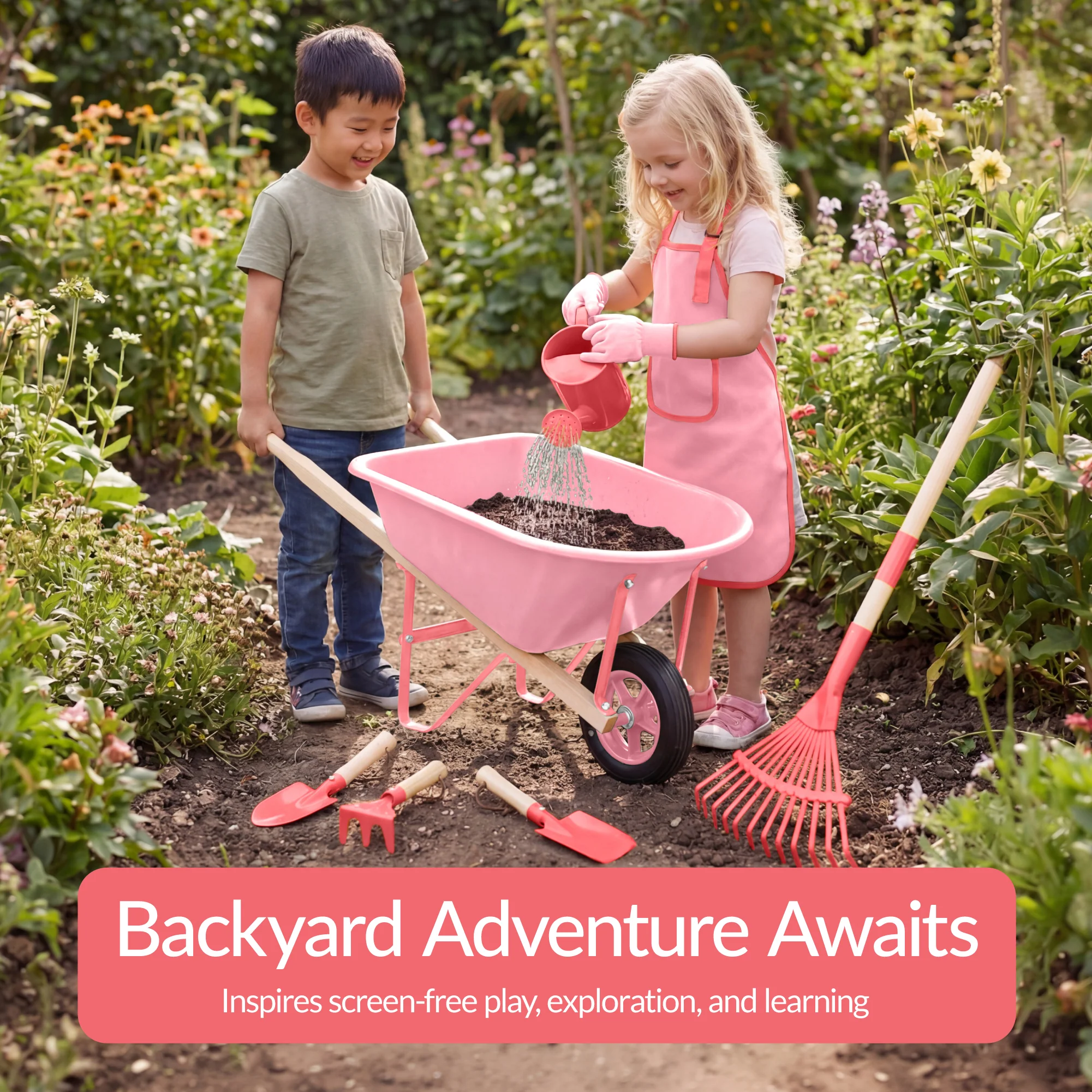 Kids Wheelbarrow and 8pc Gardening Tool Set - Image 16