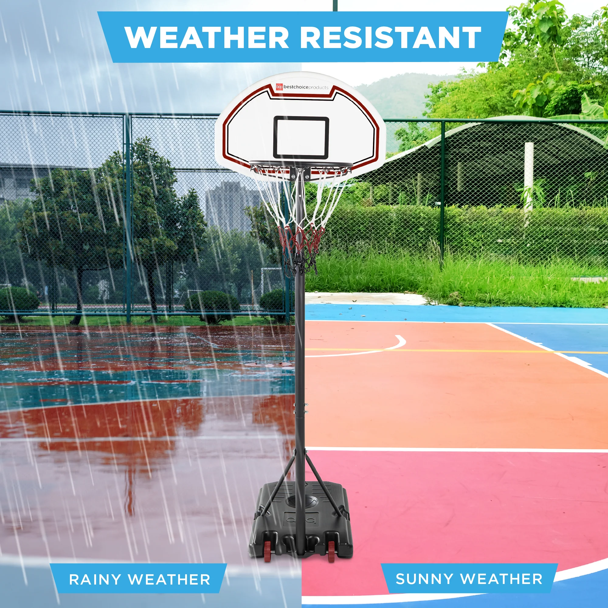 Kids Height-Adjustable Basketball Hoop, Portable Backboard System w/ Wheels - Image 17