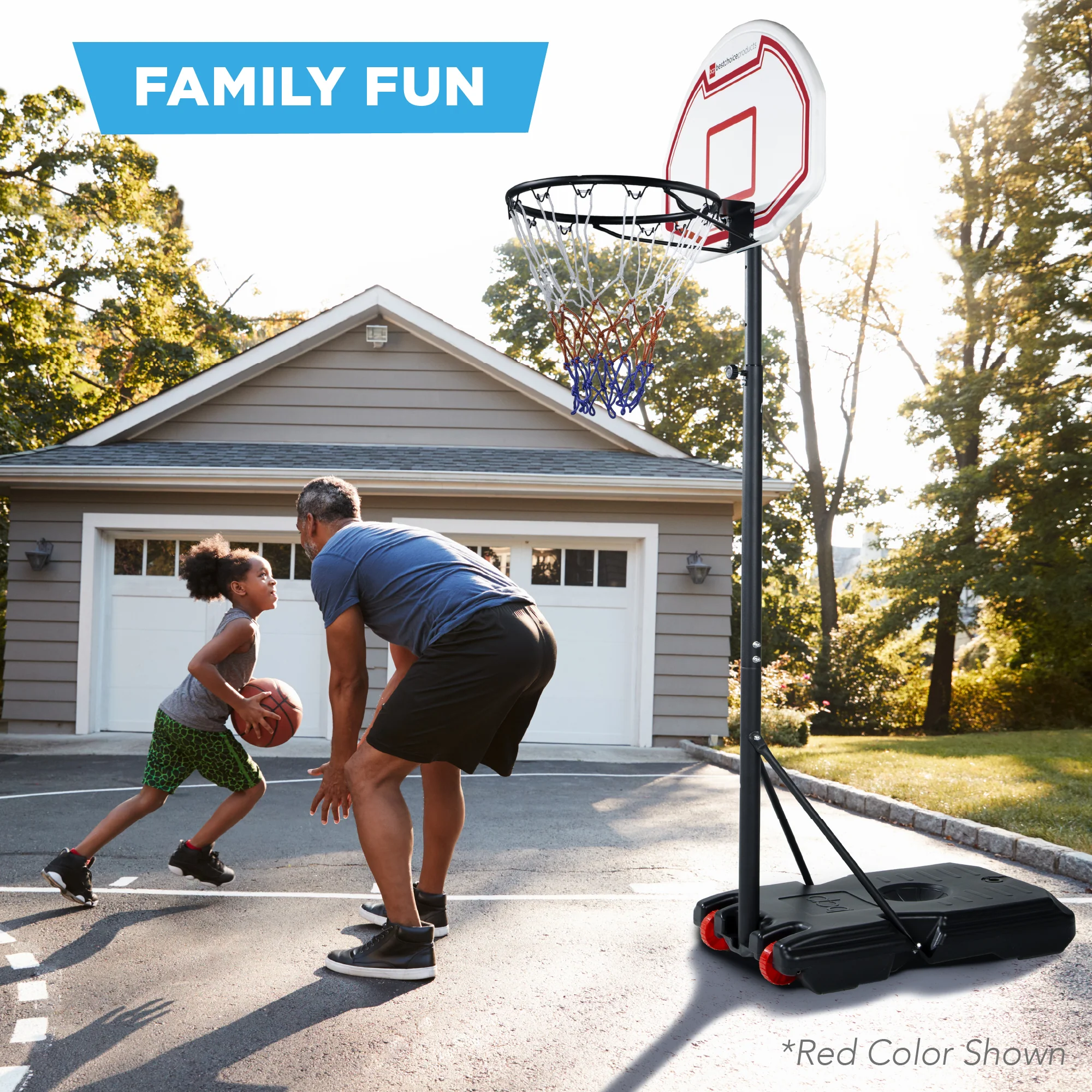 Kids Height-Adjustable Basketball Hoop, Portable Backboard System w/ Wheels - Image 4
