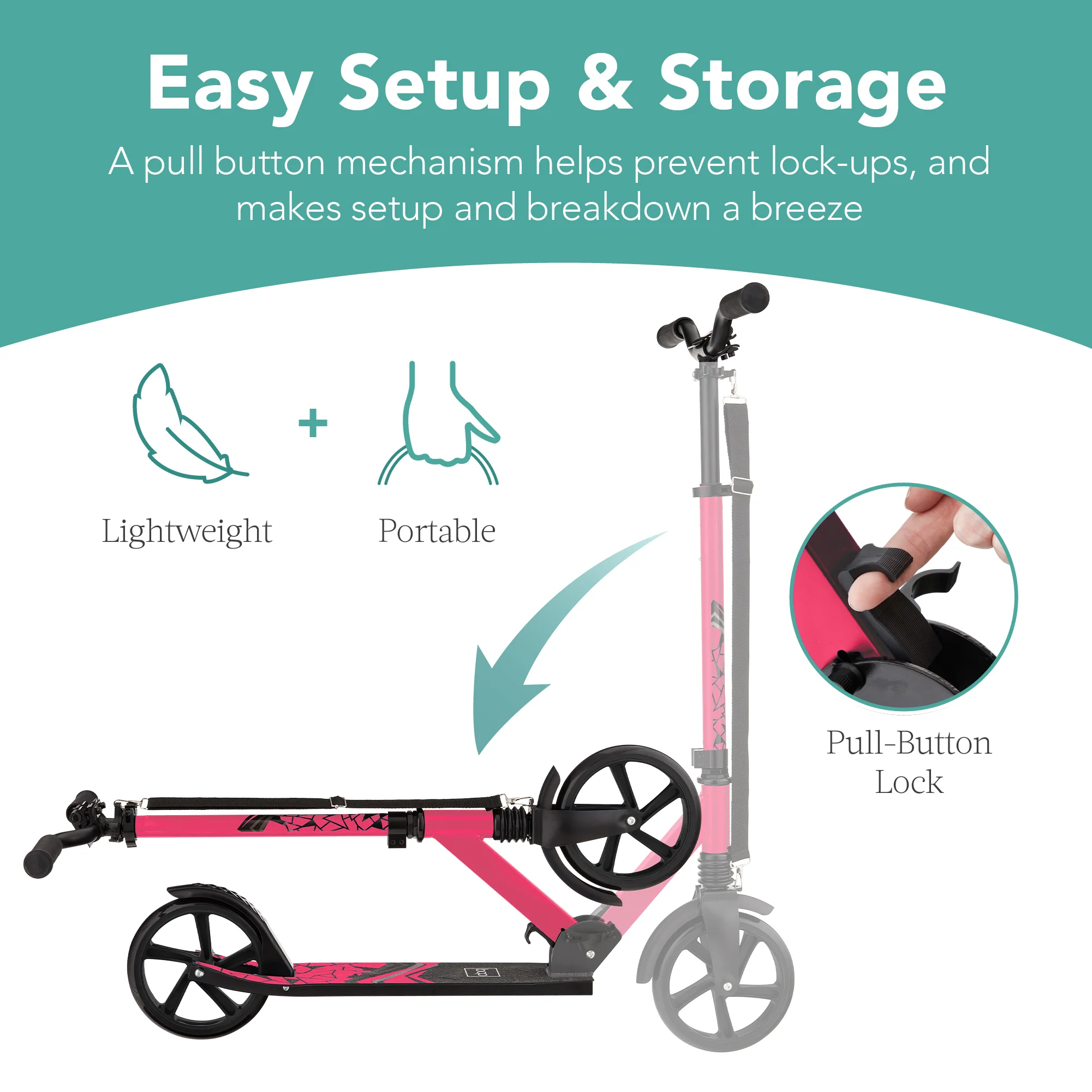 Kids Height Adjustable Kick Scooter w/ Carrying Strap, Non-Slip Deck - Image 13