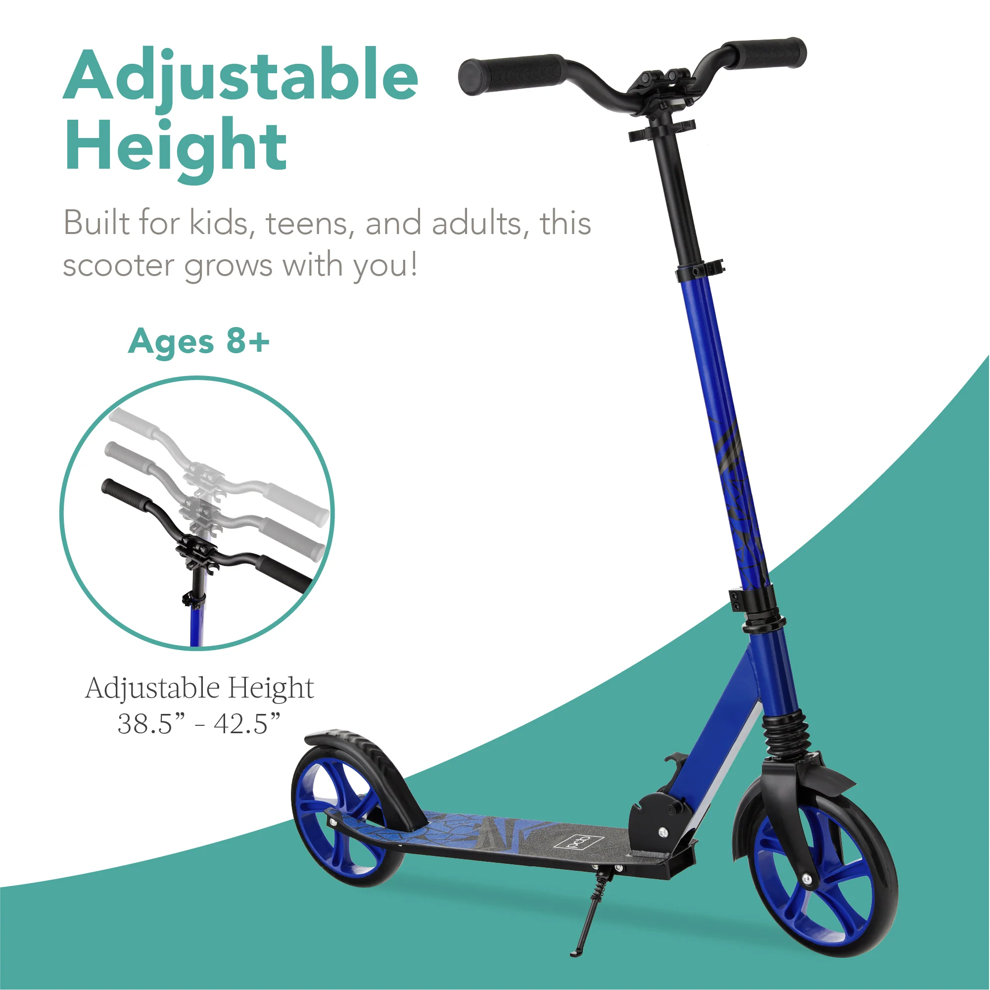 Kids Height Adjustable Kick Scooter w/ Carrying Strap, Non-Slip Deck - Image 5