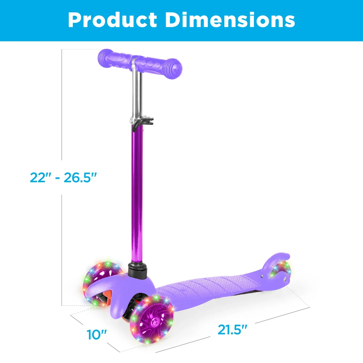 Kids Mini Kick Scooter Toy w/ Colorful Light-Up Wheels, Adjustable T-Bar - Image 14