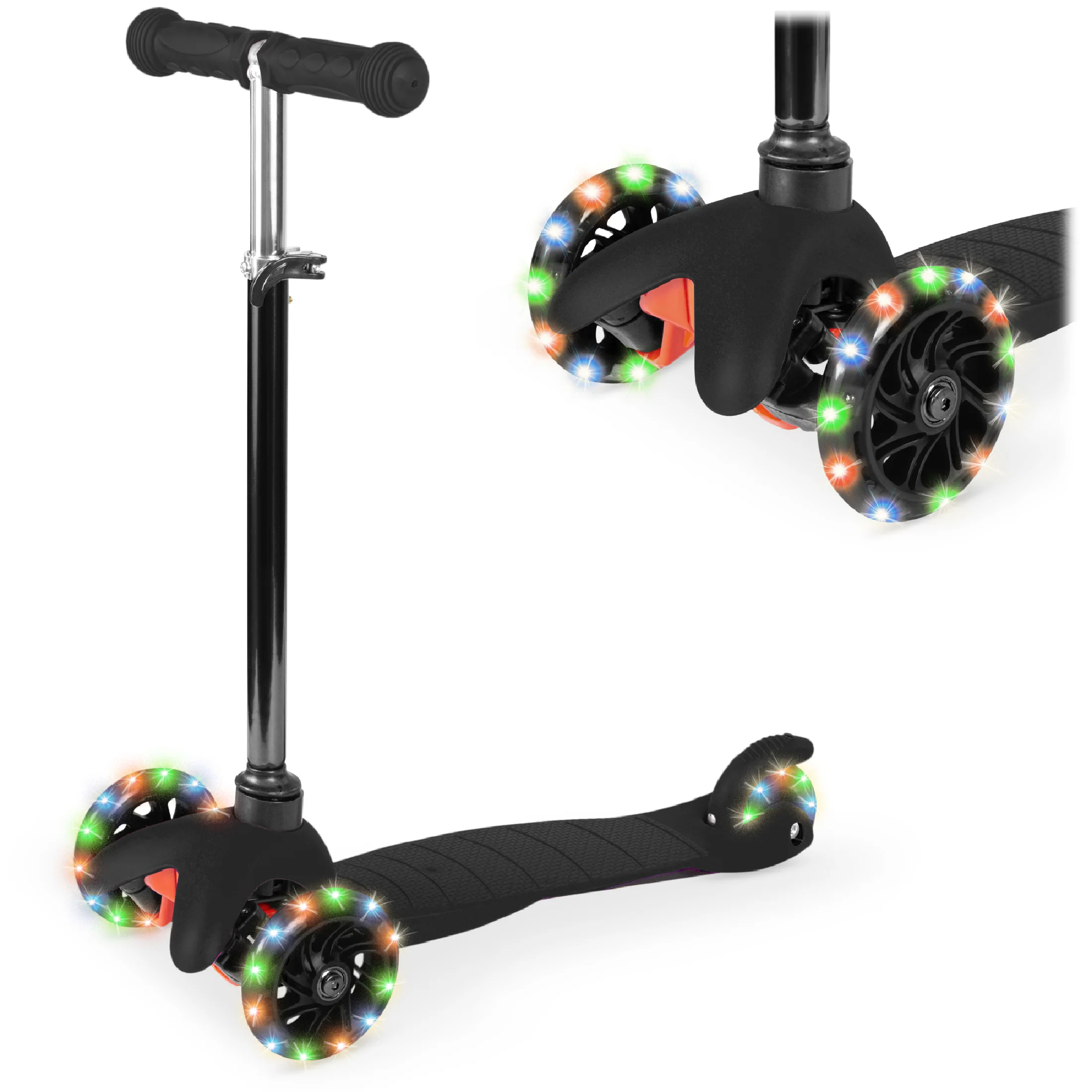 Kids Mini Kick Scooter Toy w/ Colorful Light-Up Wheels, Adjustable T-Bar - Image 15