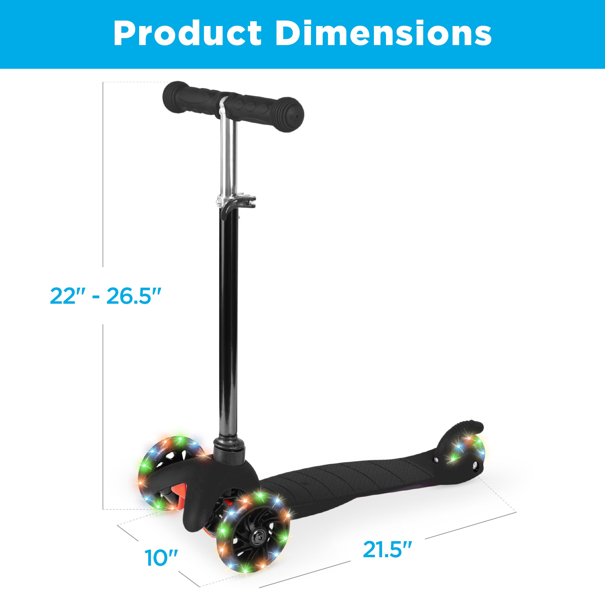 Kids Mini Kick Scooter Toy w/ Colorful Light-Up Wheels, Adjustable T-Bar - Image 21