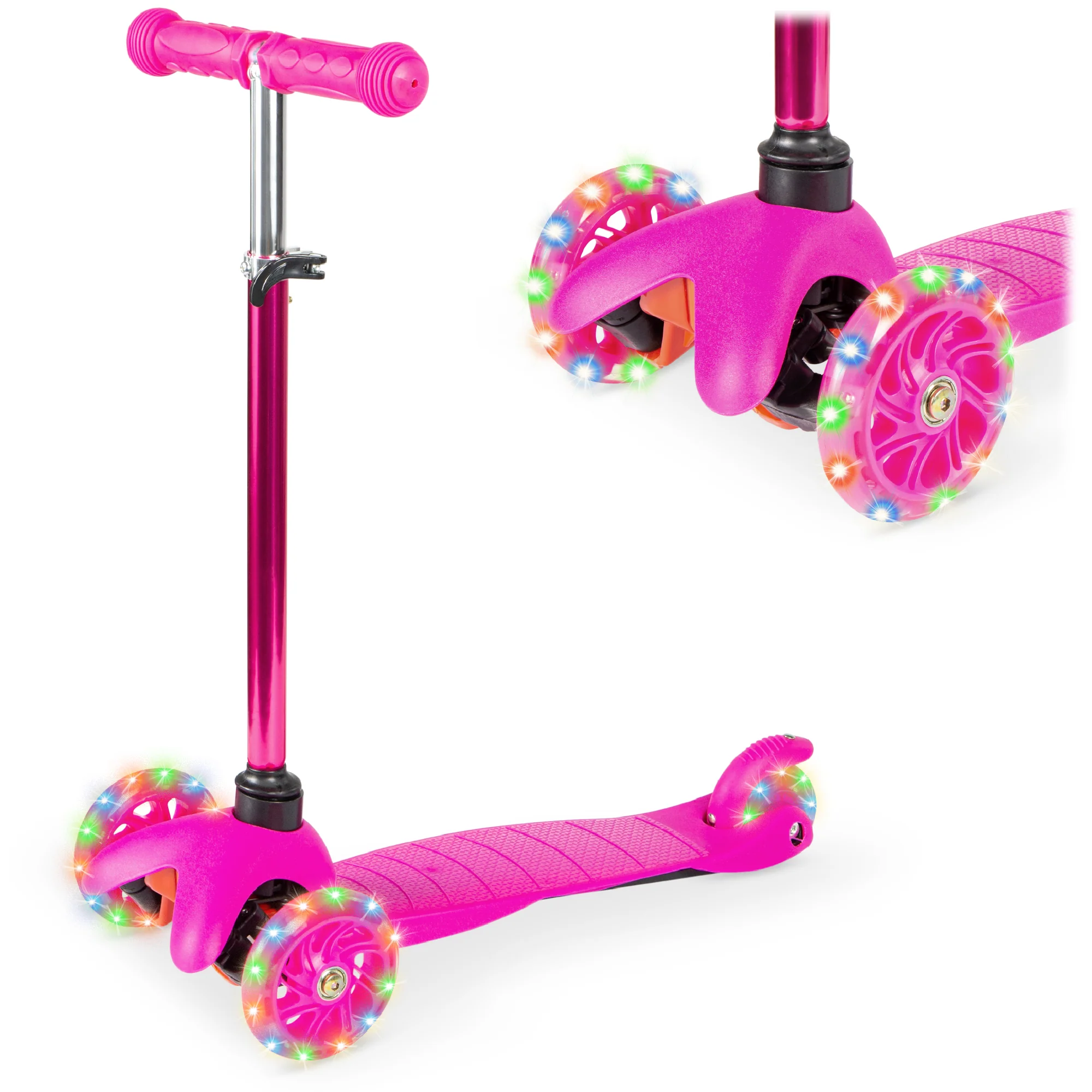 Kids Mini Kick Scooter Toy w/ Colorful Light-Up Wheels, Adjustable T-Bar - Image 22