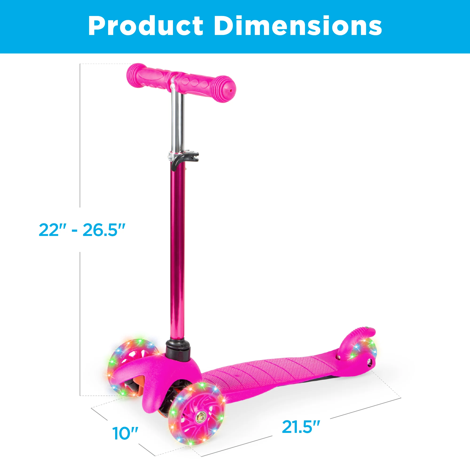 Kids Mini Kick Scooter Toy w/ Colorful Light-Up Wheels, Adjustable T-Bar - Image 28