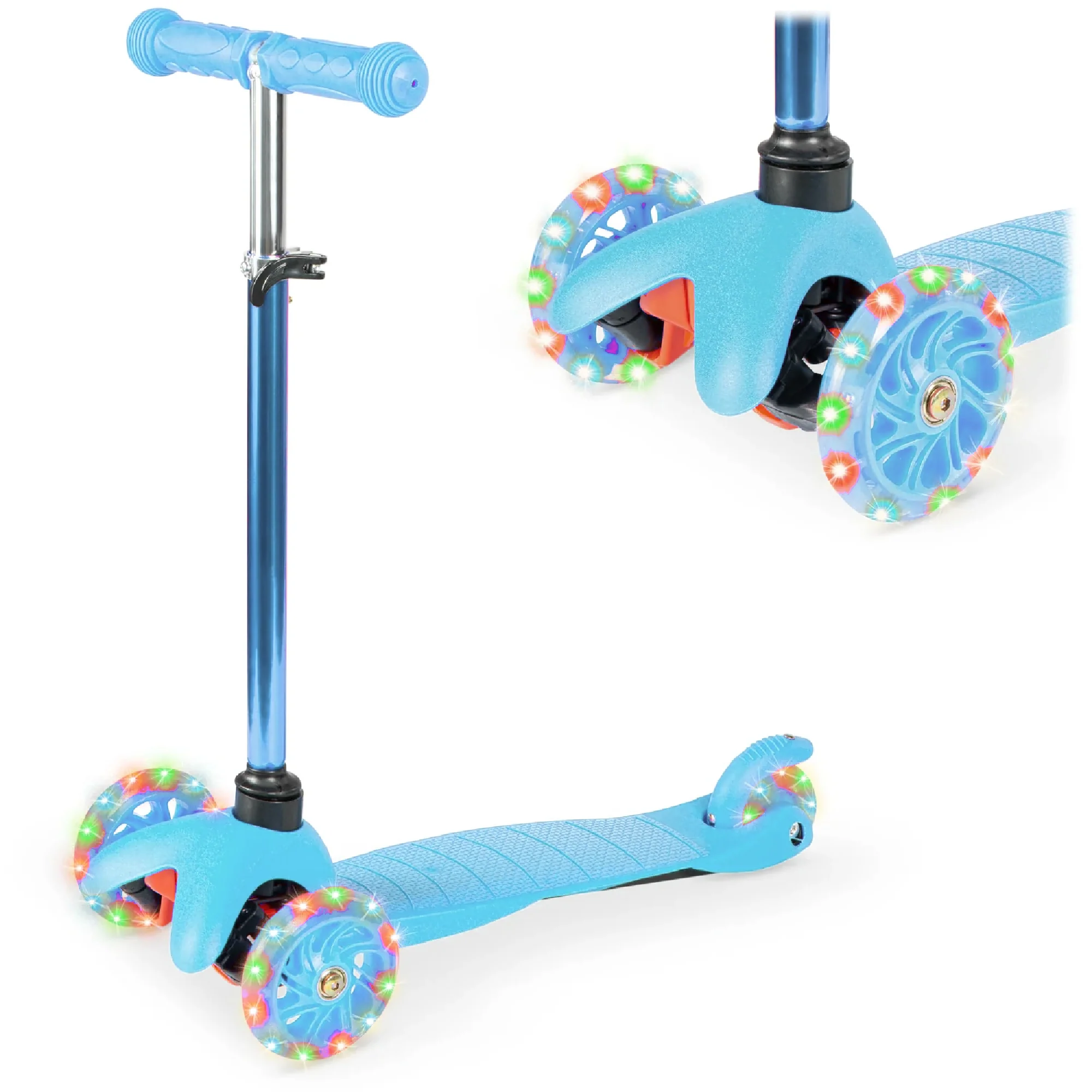 Kids Mini Kick Scooter Toy w/ Colorful Light-Up Wheels, Adjustable T-Bar - Image 29