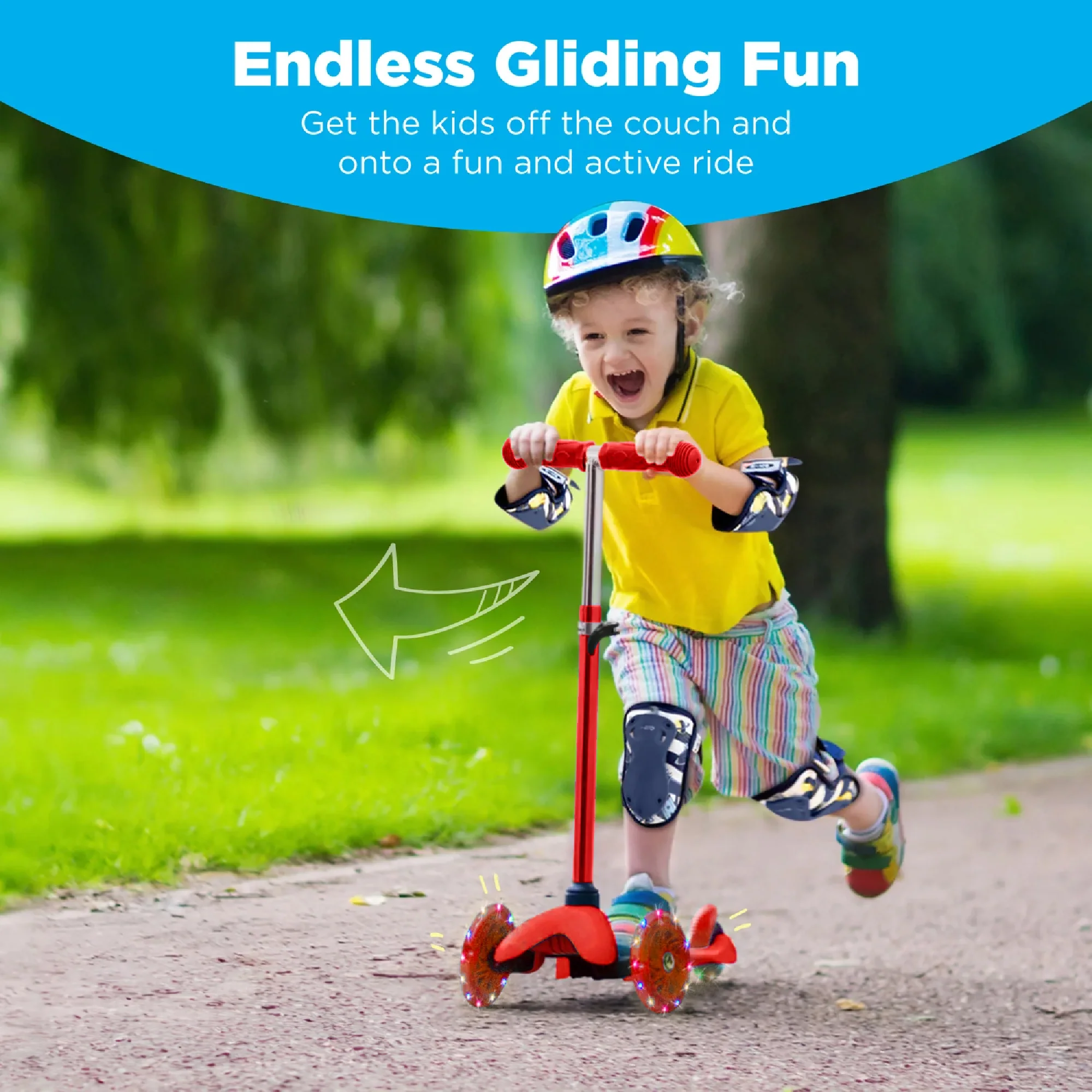 Kids Mini Kick Scooter Toy w/ Colorful Light-Up Wheels, Adjustable T-Bar - Image 3