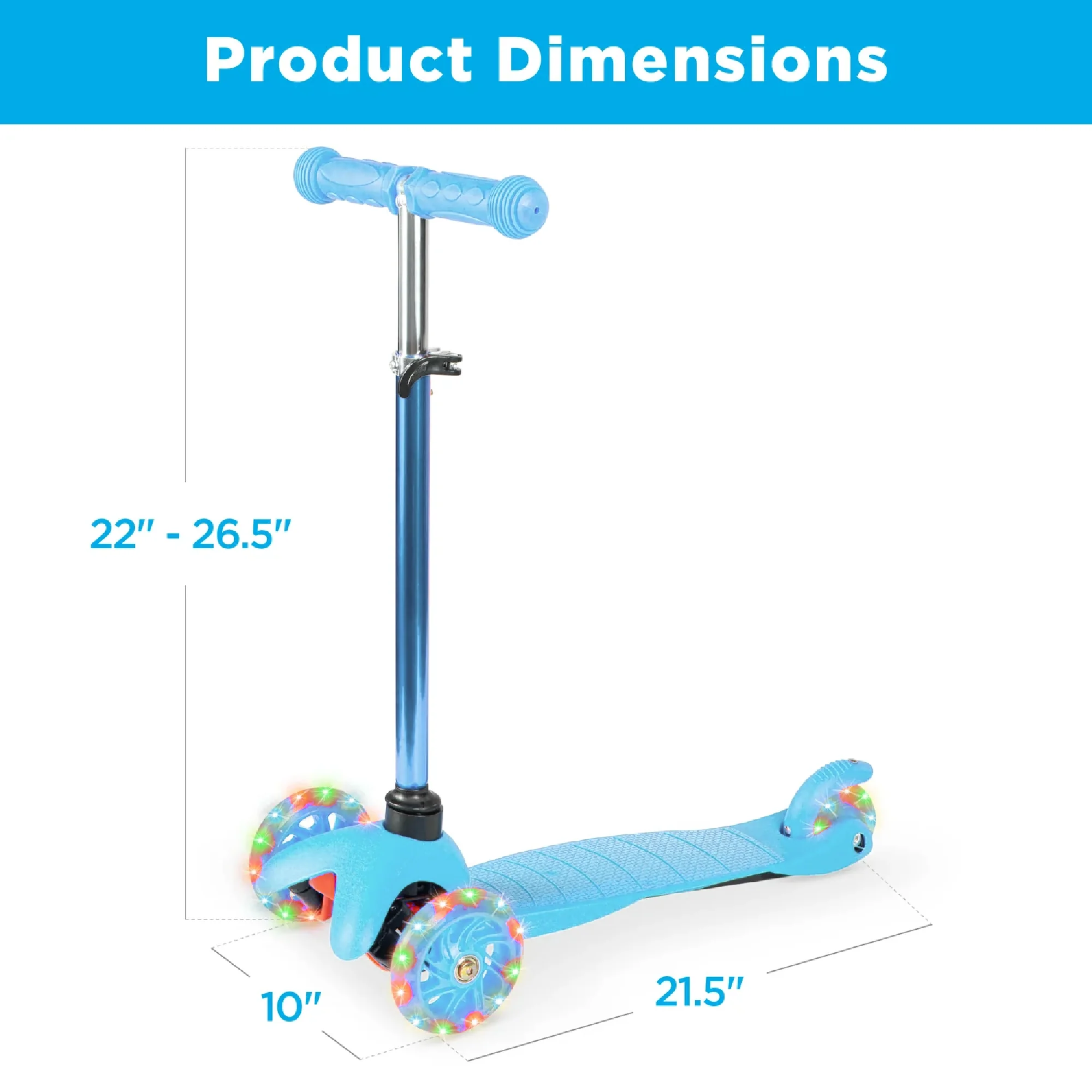 Kids Mini Kick Scooter Toy w/ Colorful Light-Up Wheels, Adjustable T-Bar - Image 35