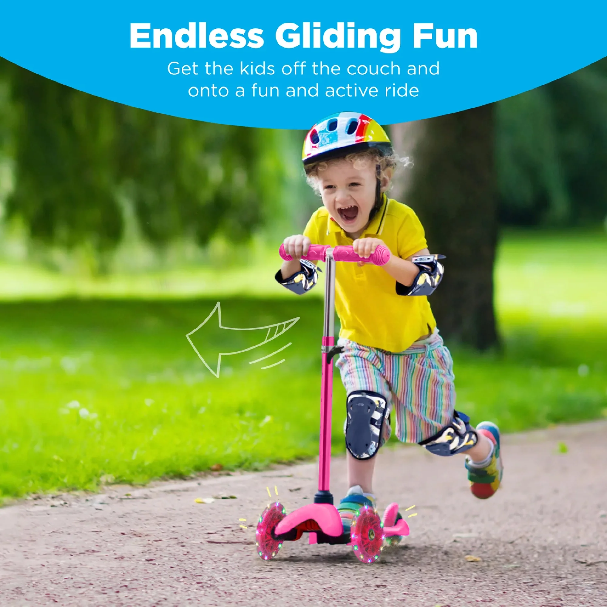 Kids Mini Kick Scooter Toy w/ Colorful Light-Up Wheels, Adjustable T-Bar - Image 38