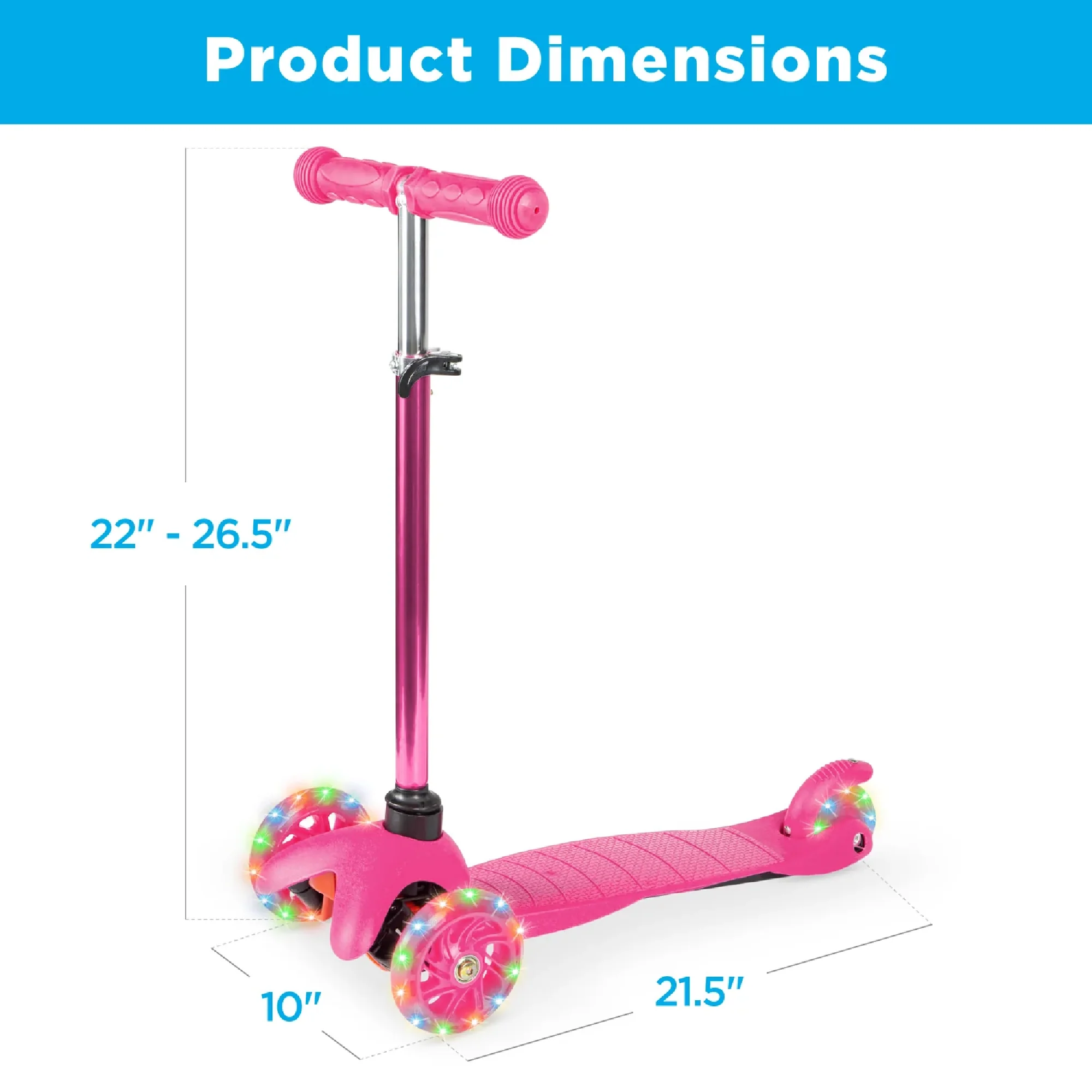 Kids Mini Kick Scooter Toy w/ Colorful Light-Up Wheels, Adjustable T-Bar - Image 42