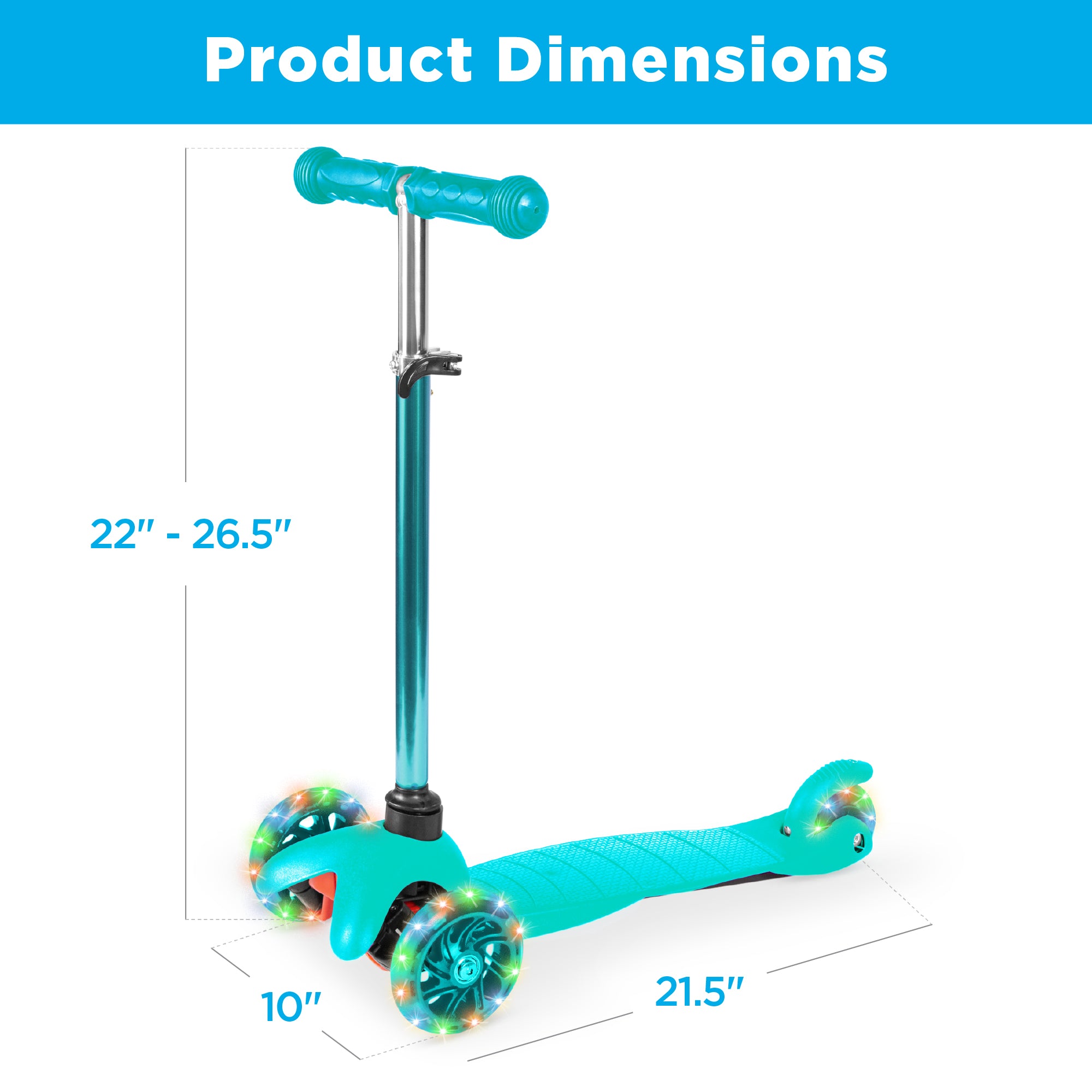 Kids Mini Kick Scooter Toy w/ Colorful Light-Up Wheels, Adjustable T-Bar - Image 45