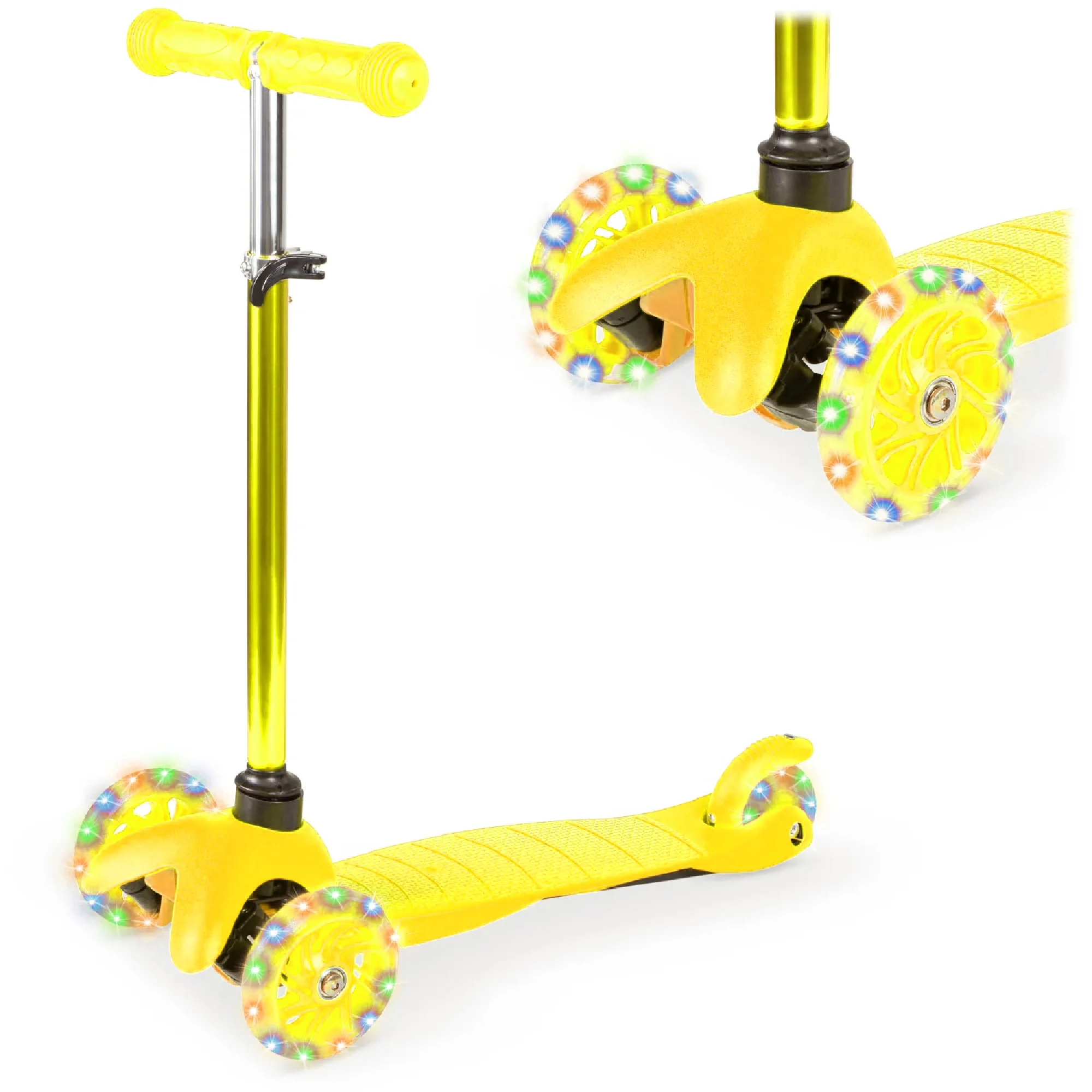 Kids Mini Kick Scooter Toy w/ Colorful Light-Up Wheels, Adjustable T-Bar - Image 46