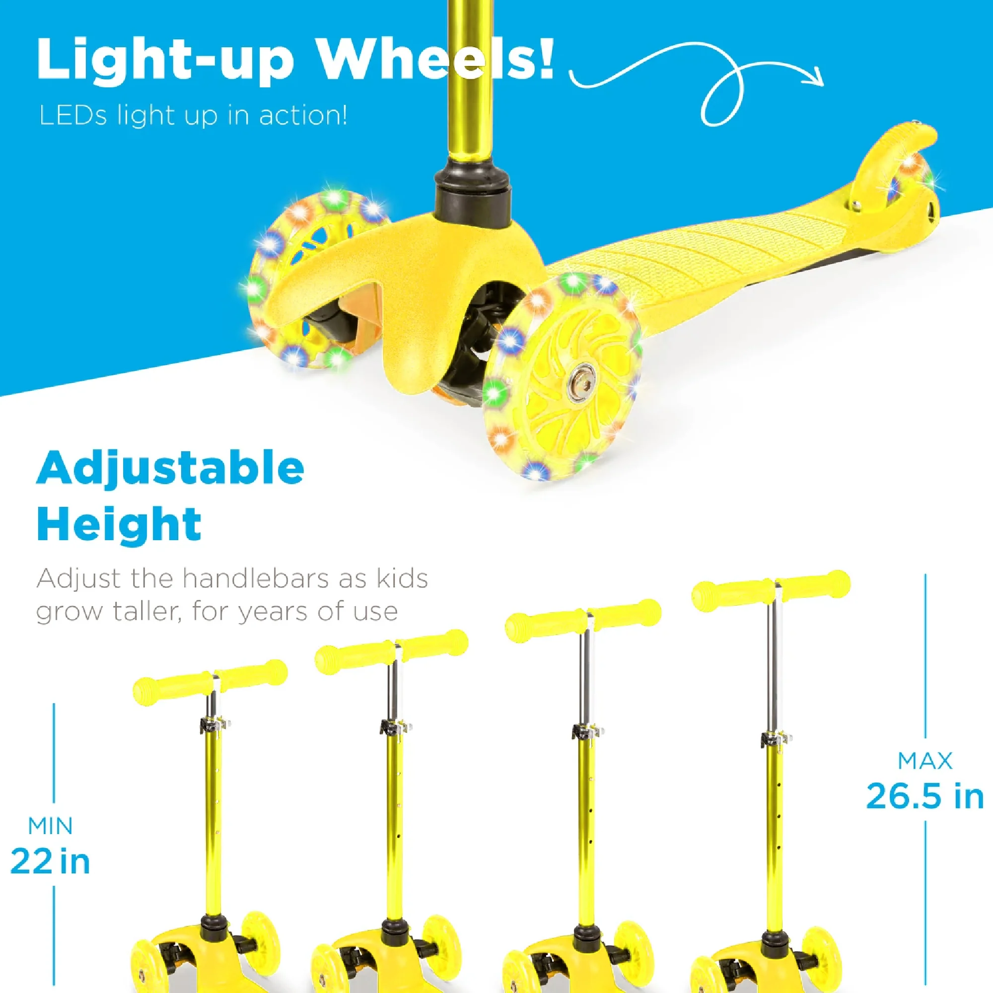 Kids Mini Kick Scooter Toy w/ Colorful Light-Up Wheels, Adjustable T-Bar - Image 47